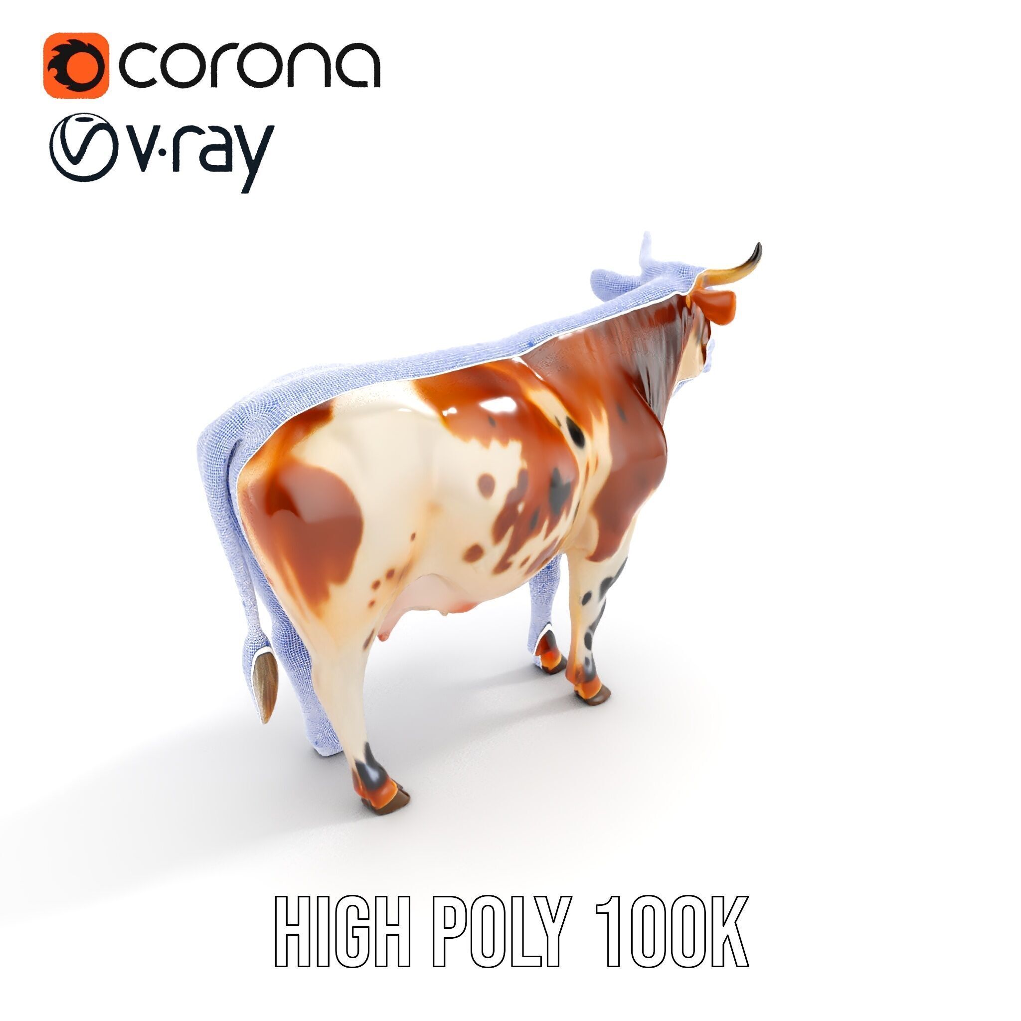 Spotted Cow Model Pack for Animation and Games Low-poly 3D model_30