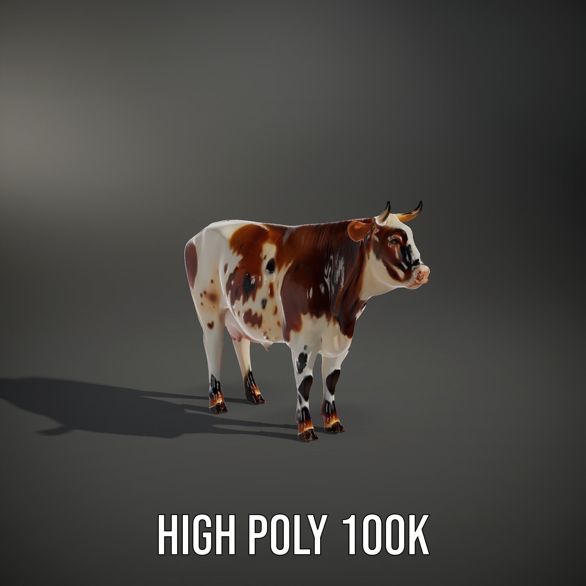Spotted Cow Model Pack for Animation and Games Low-poly 3D model_8