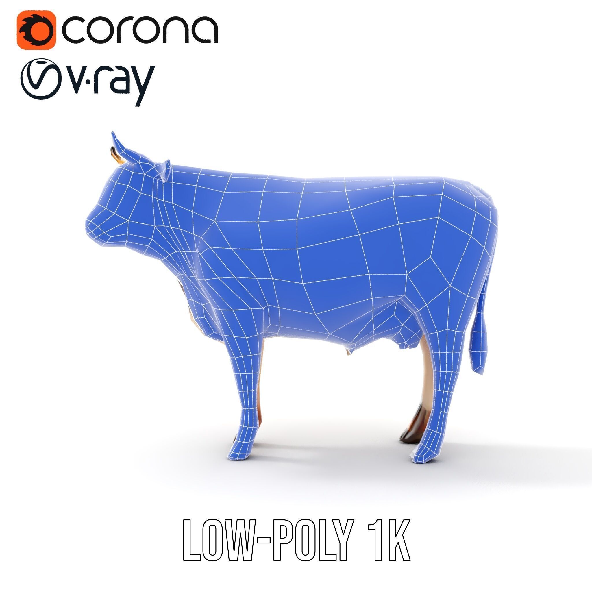 Spotted Cow Model Pack for Animation and Games Low-poly 3D model_26