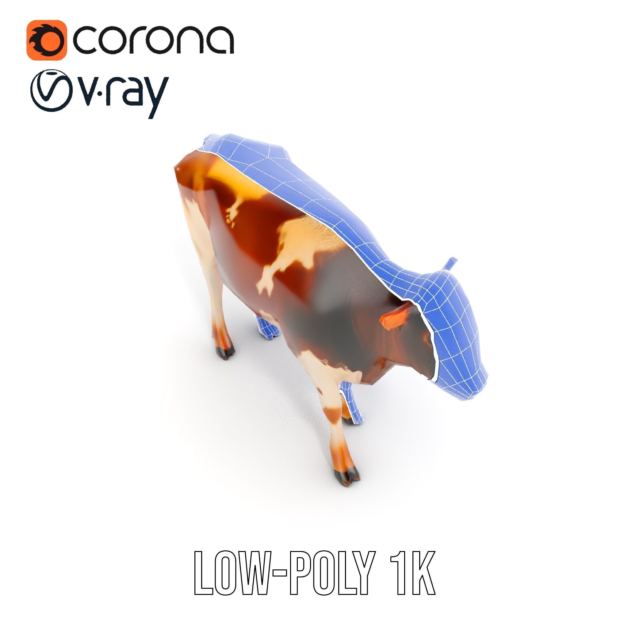Realistic Cow Model Pack Low-poly 3D model_20