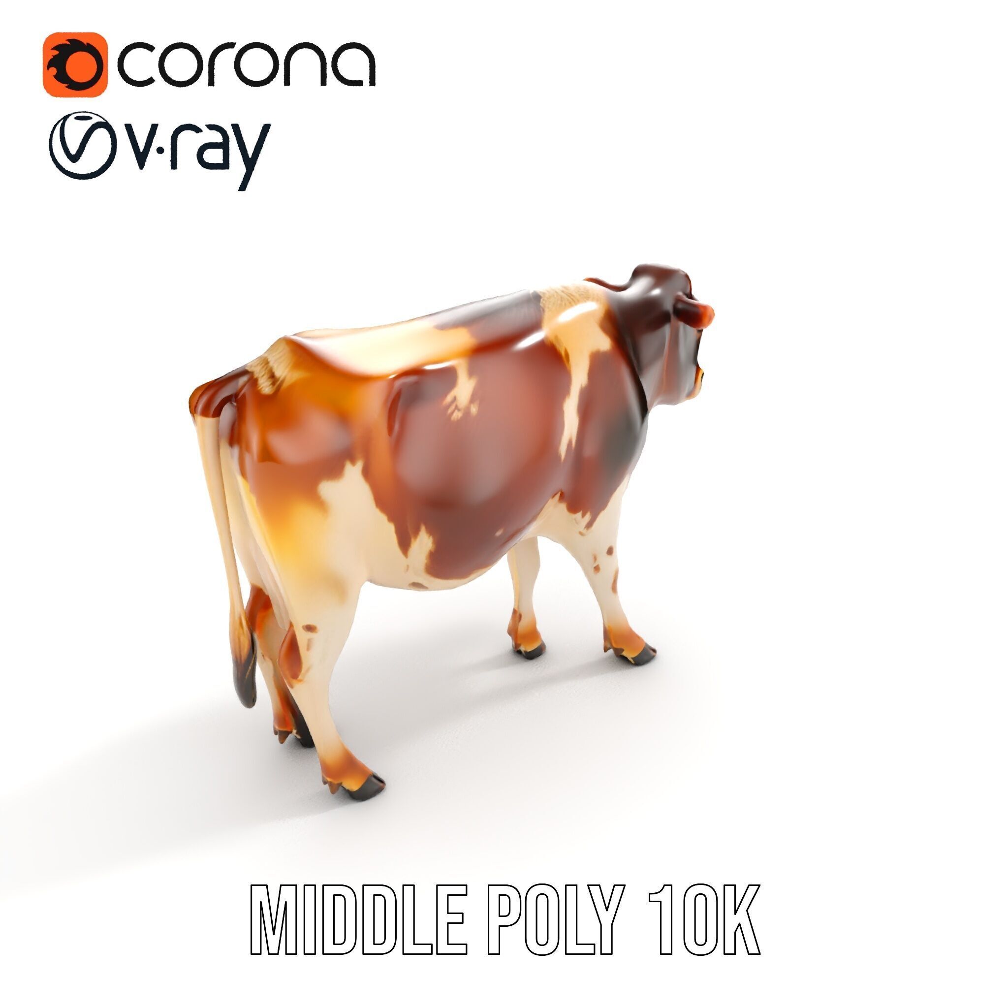Realistic Cow Model Pack Low-poly 3D model_16