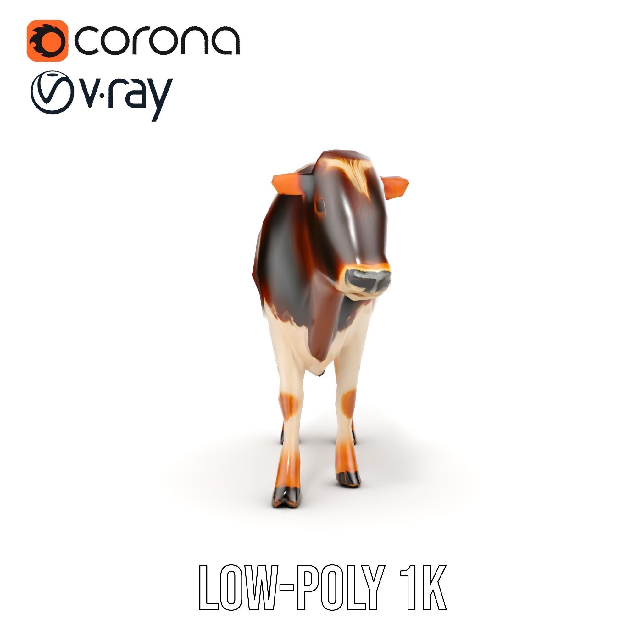 Realistic Cow Model Pack Low-poly 3D model_17