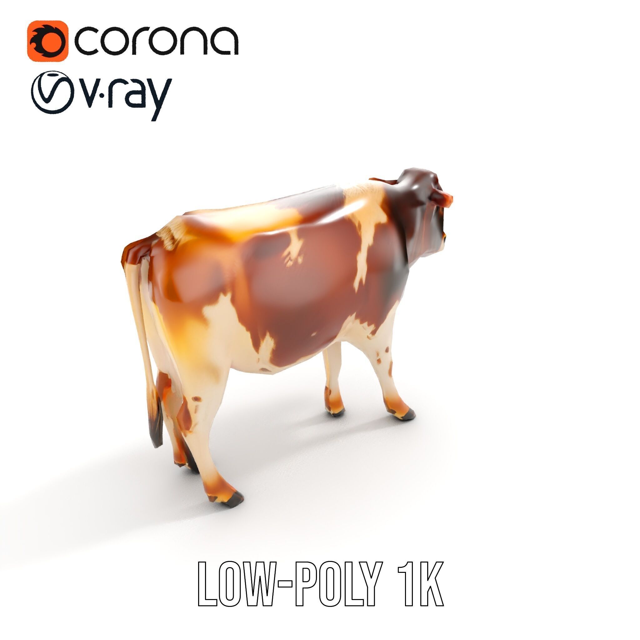 Realistic Cow Model Pack Low-poly 3D model_14