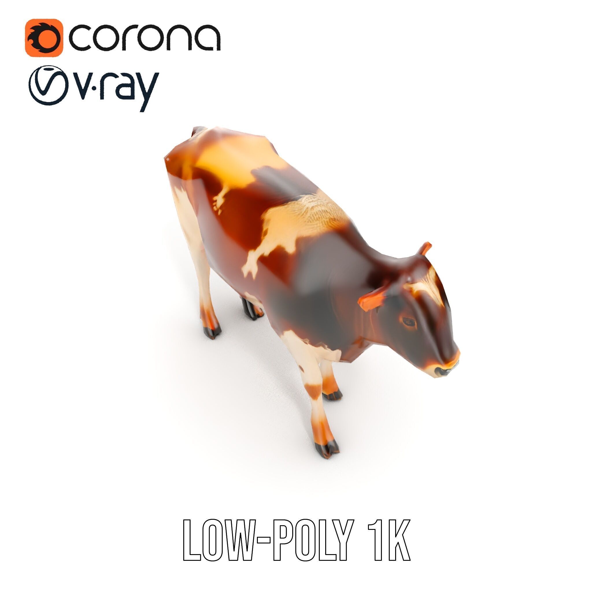 Realistic Cow Model Pack Low-poly 3D model_24