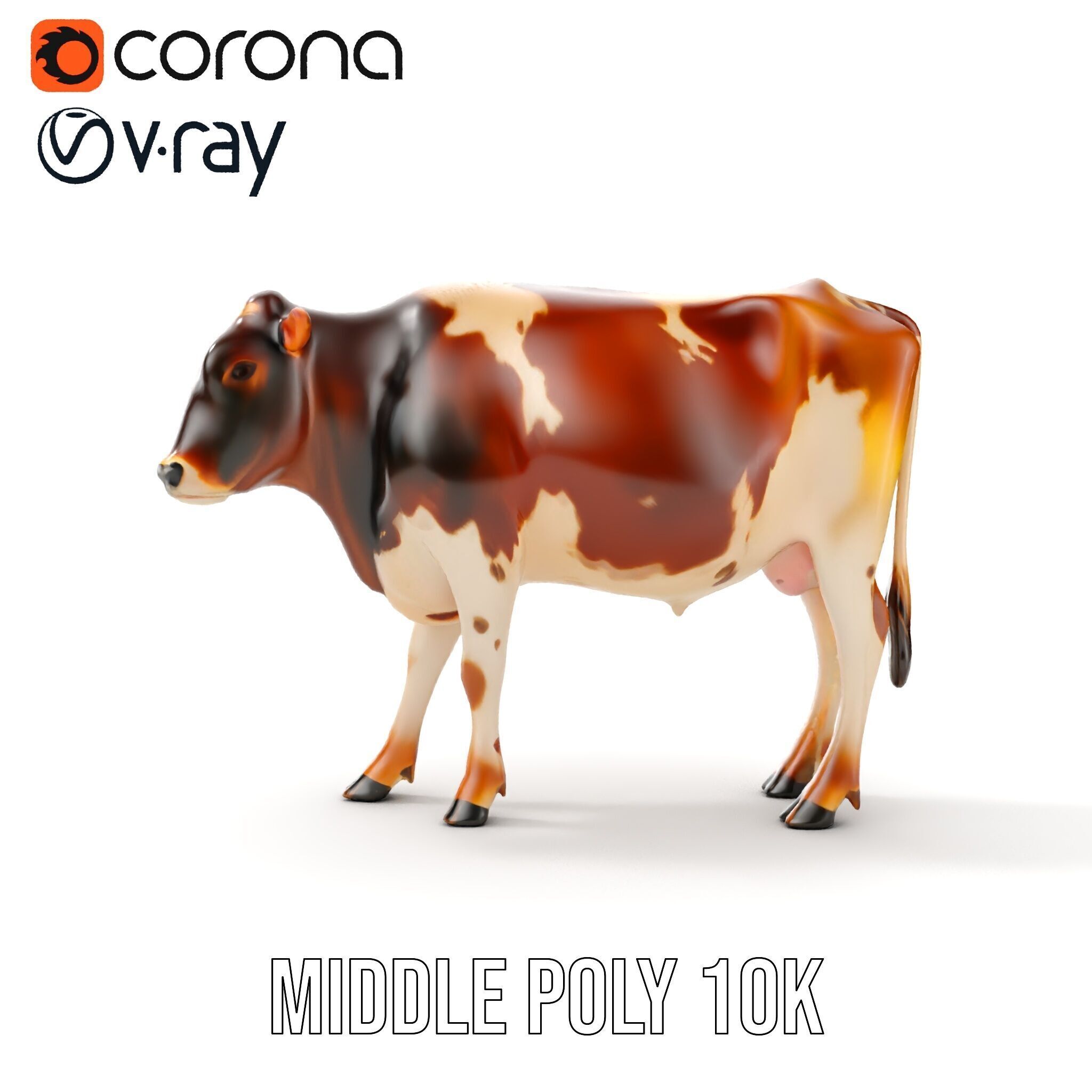 Realistic Cow Model Pack Low-poly 3D model_7