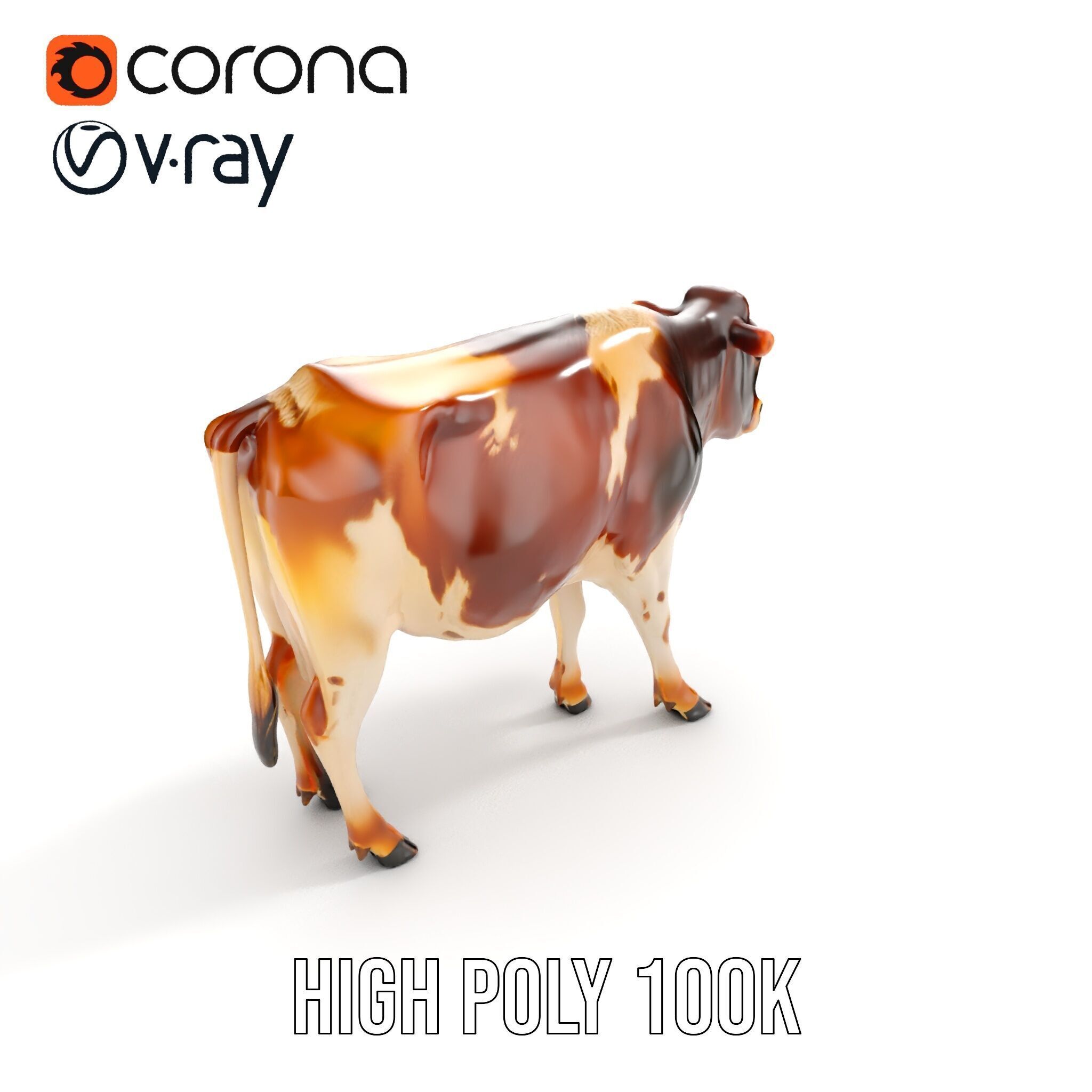Realistic Cow Model Pack Low-poly 3D model_18