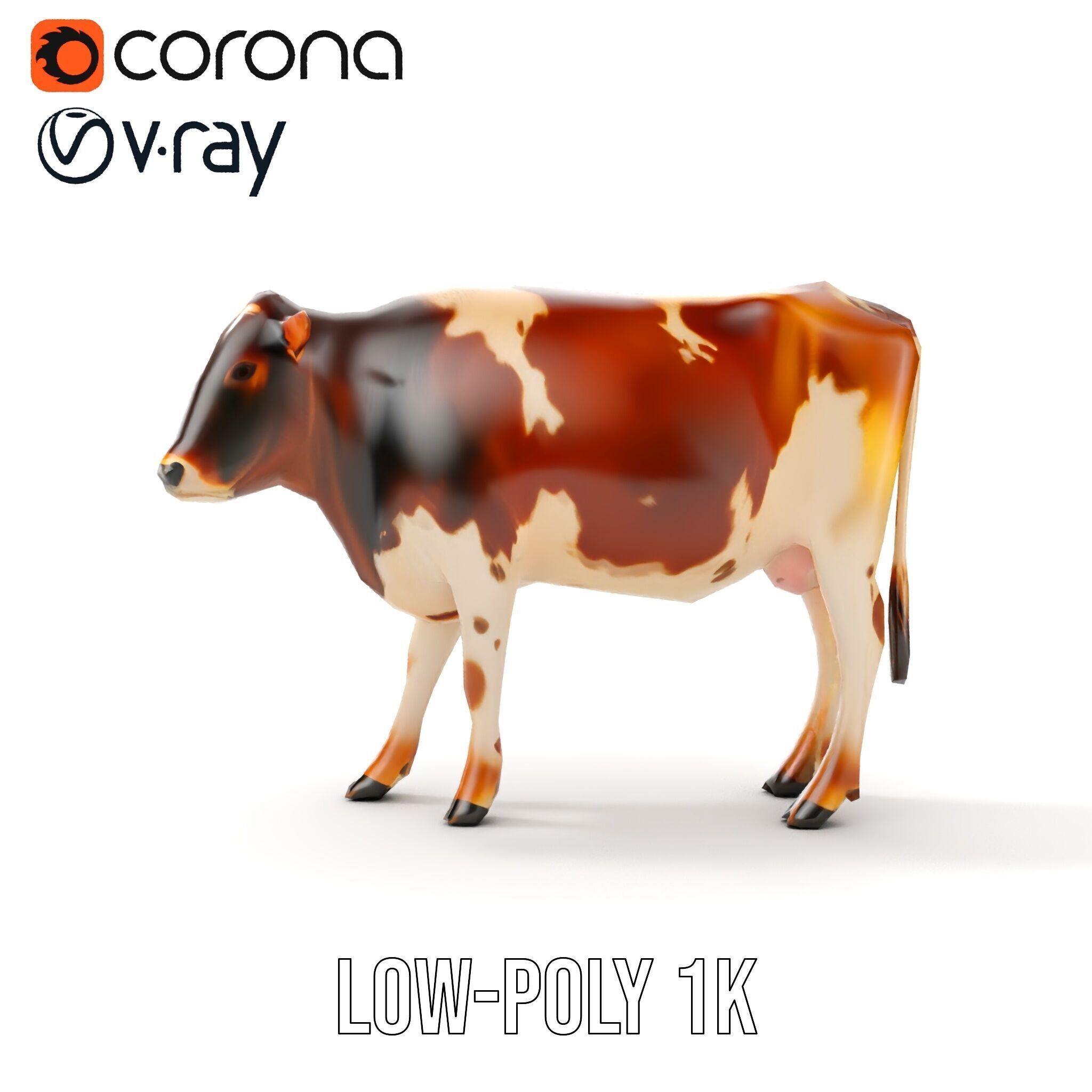 Realistic Cow Model Pack Low-poly 3D model_11
