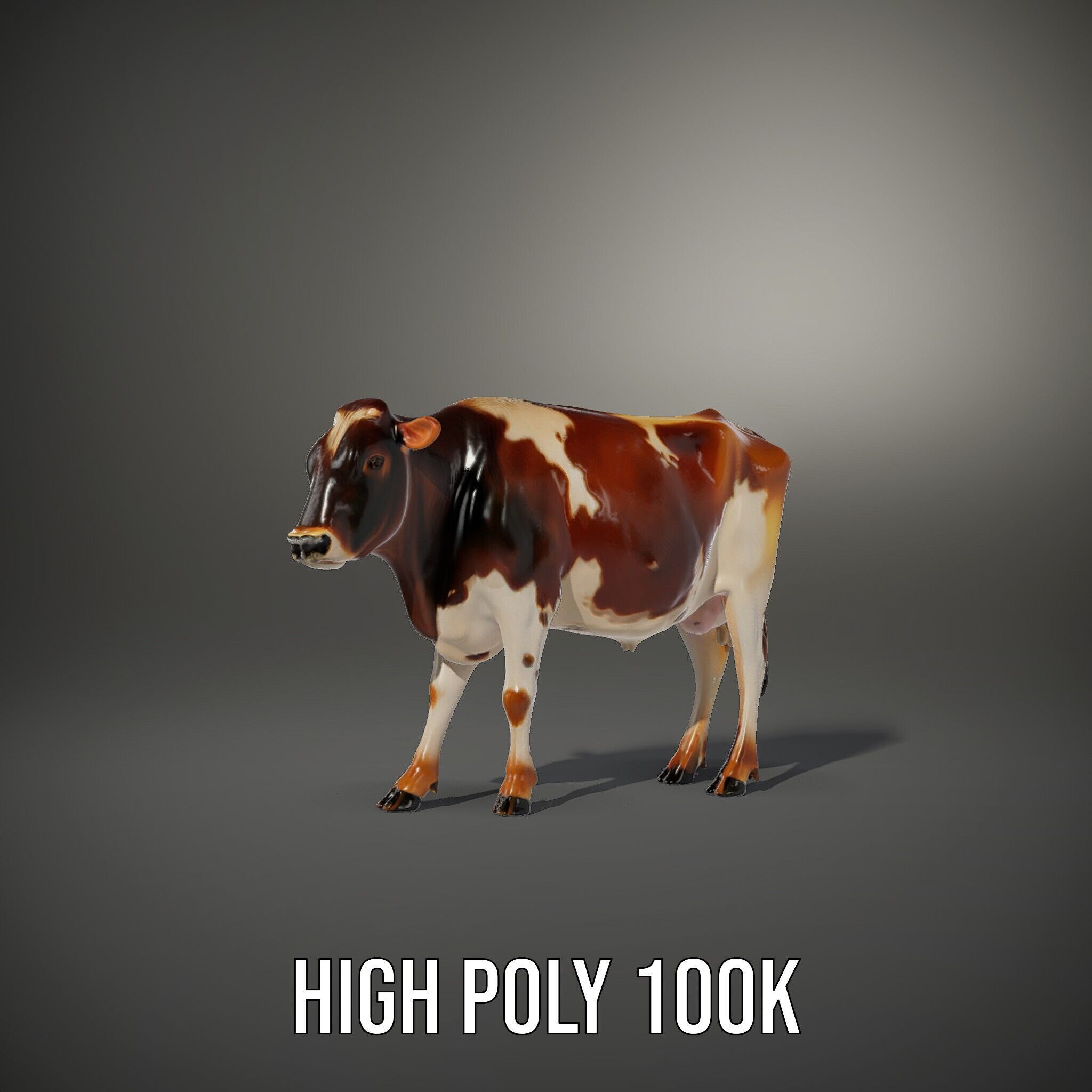Realistic Cow Model Pack Low-poly 3D model_9