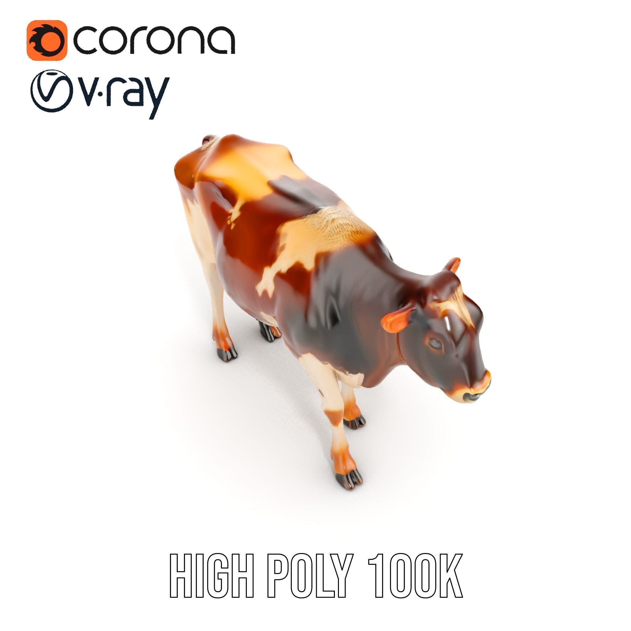 Realistic Cow Model Pack Low-poly 3D model_25