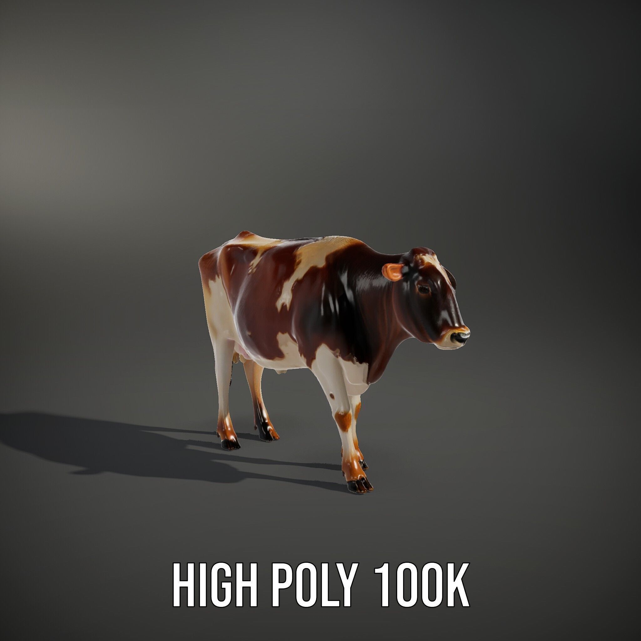 Realistic Cow Model Pack Low-poly 3D model_12