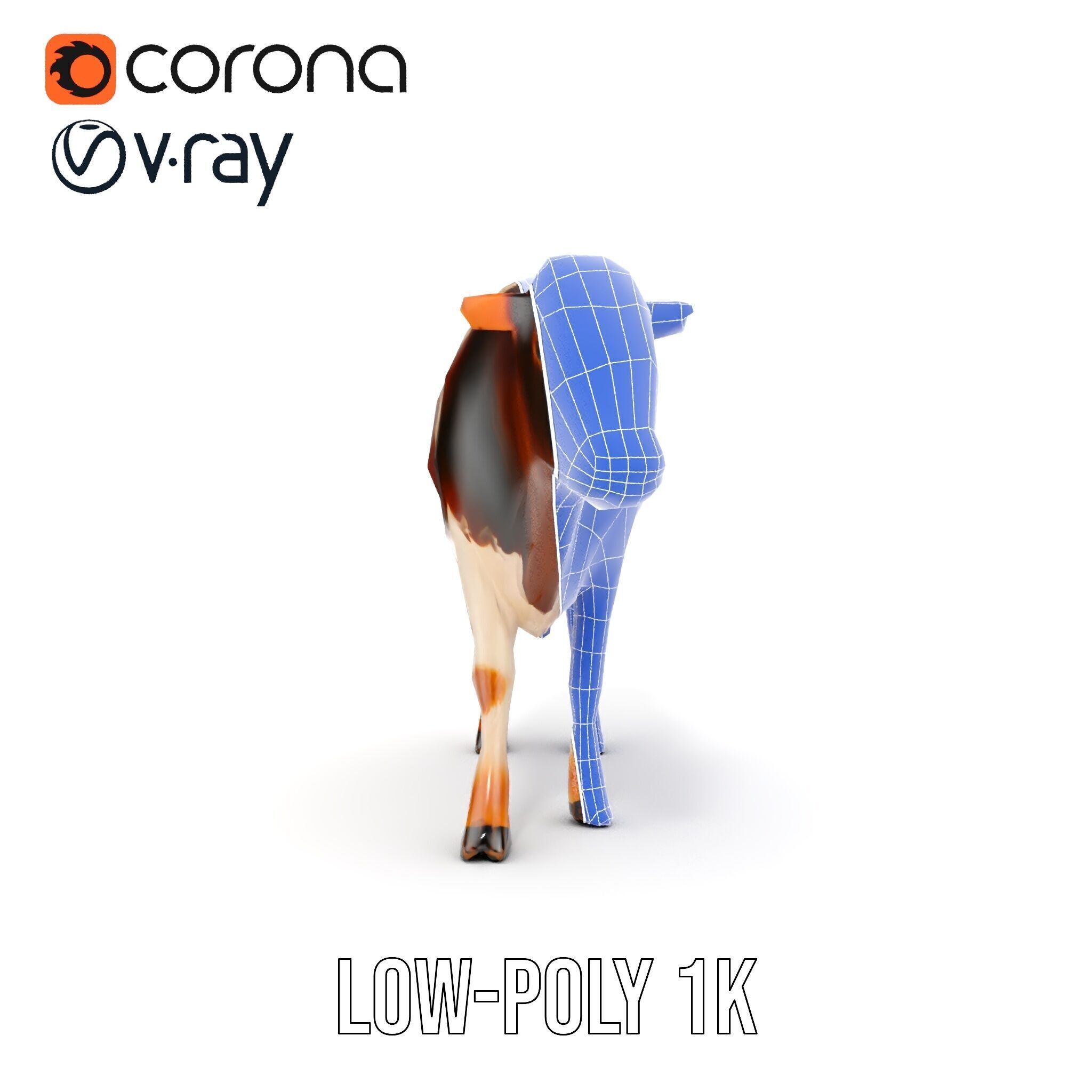 Realistic Cow Model Pack Low-poly 3D model_30