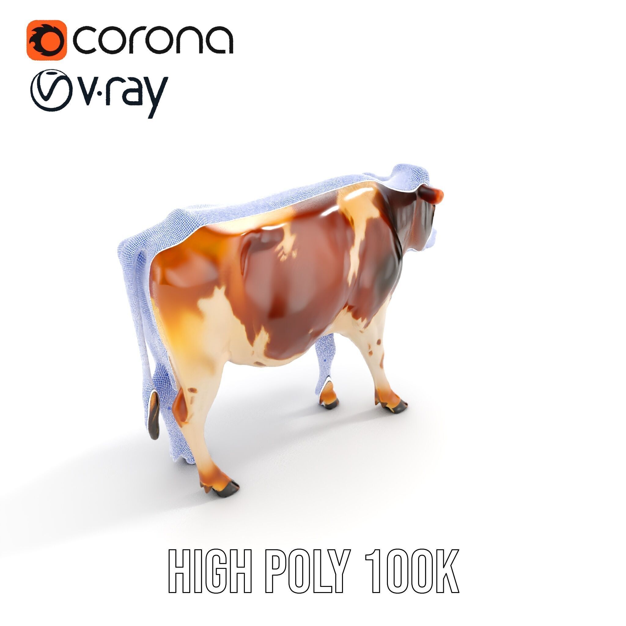 Realistic Cow Model Pack Low-poly 3D model_37
