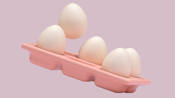 Low-Poly Stylized Egg Tray - Game-Ready PBR Food Prop Low-poly 3D model
