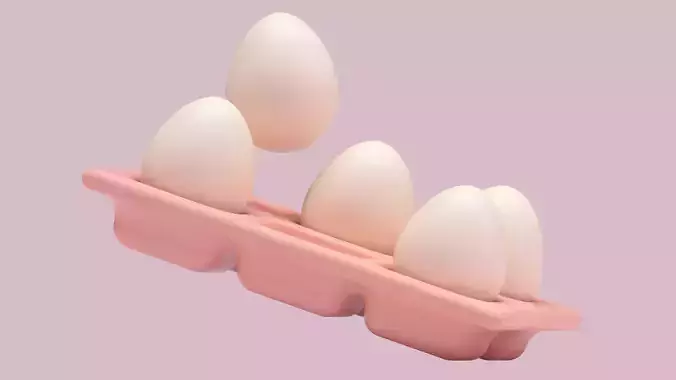 Low-Poly Stylized Egg Tray - Game-Ready PBR Food Prop