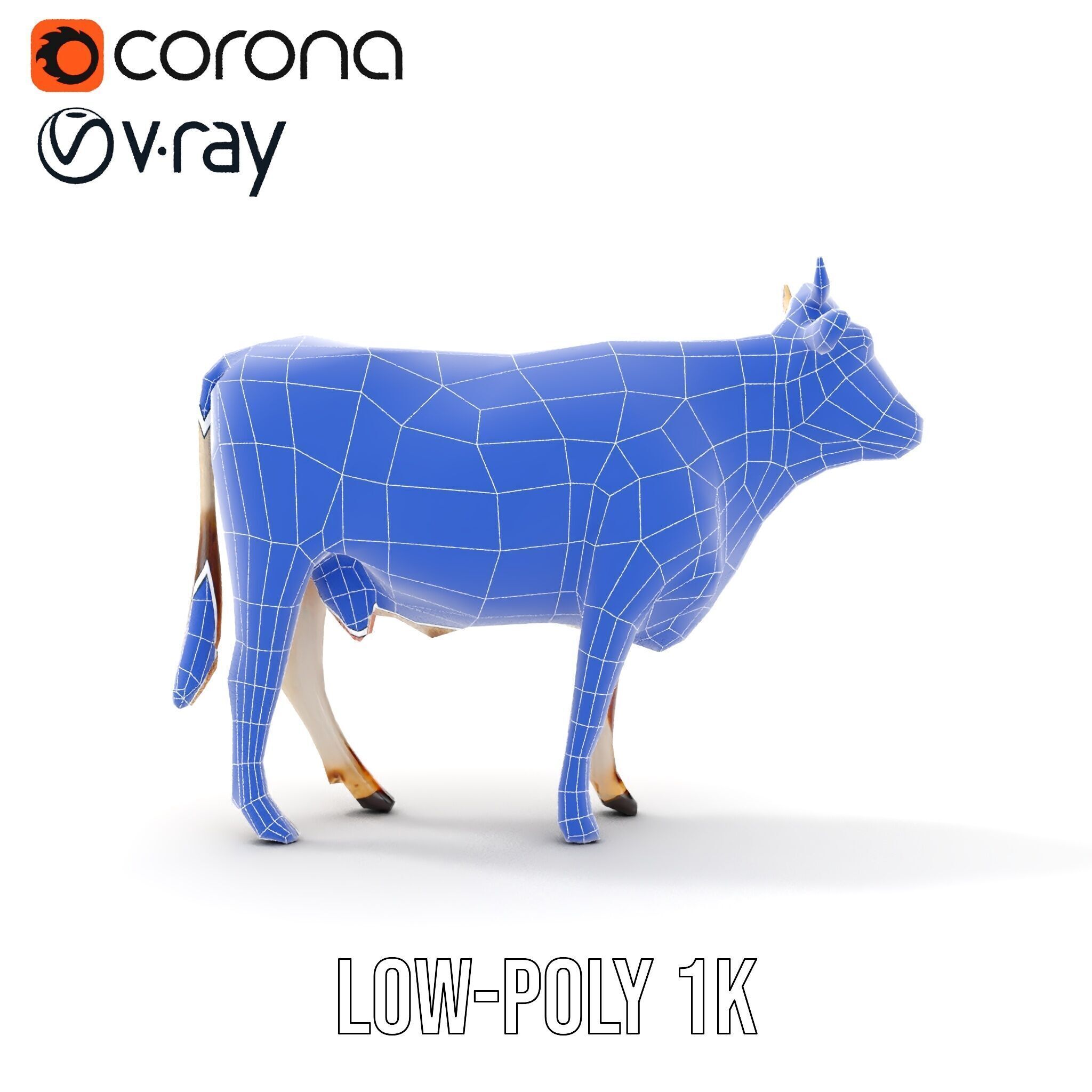 Spotted Dairy Cow D Model Pack Low-poly 3D model_14