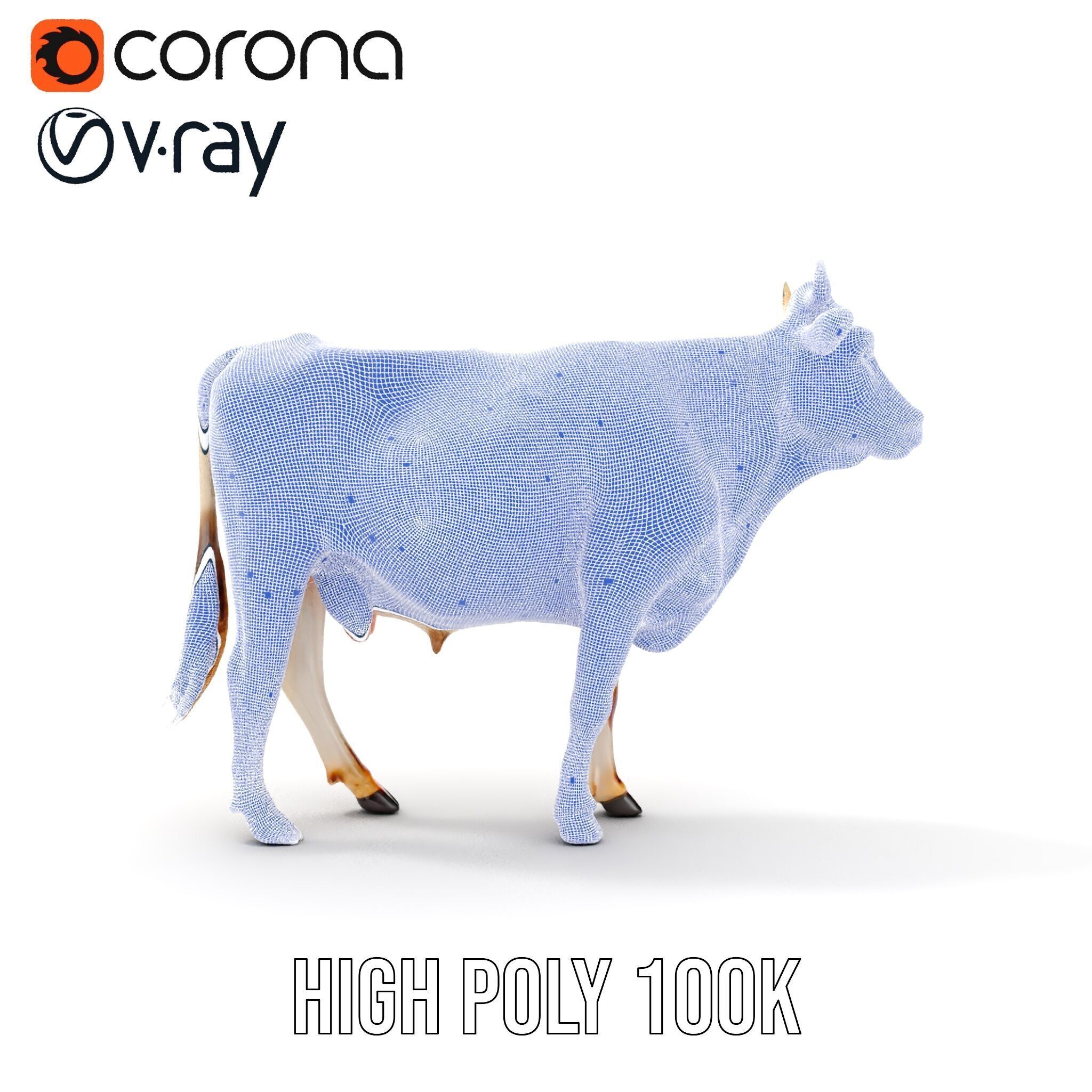 Spotted Dairy Cow D Model Pack Low-poly 3D model_39