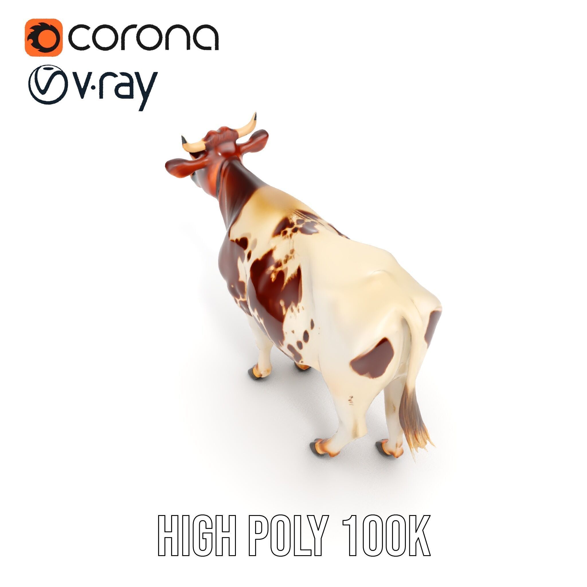 Spotted Dairy Cow D Model Pack Low-poly 3D model_20