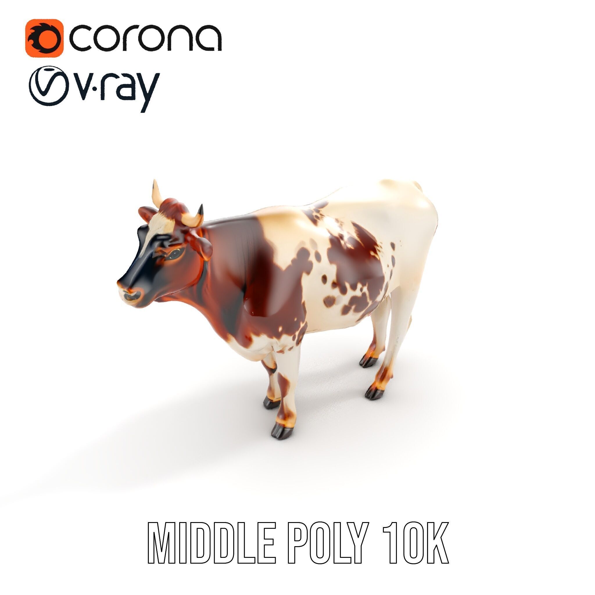Spotted Dairy Cow D Model Pack Low-poly 3D model_13