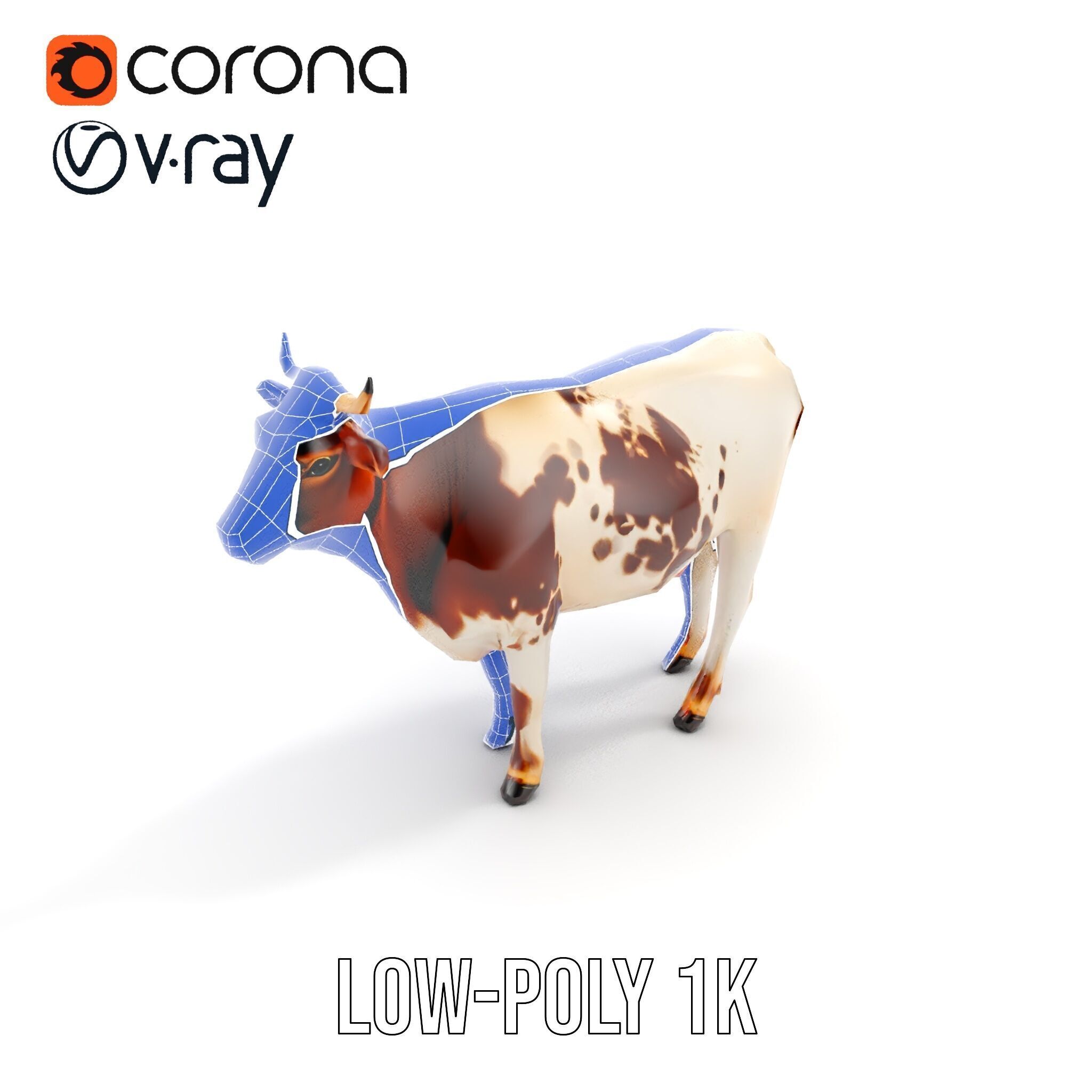 Spotted Dairy Cow D Model Pack Low-poly 3D model_30