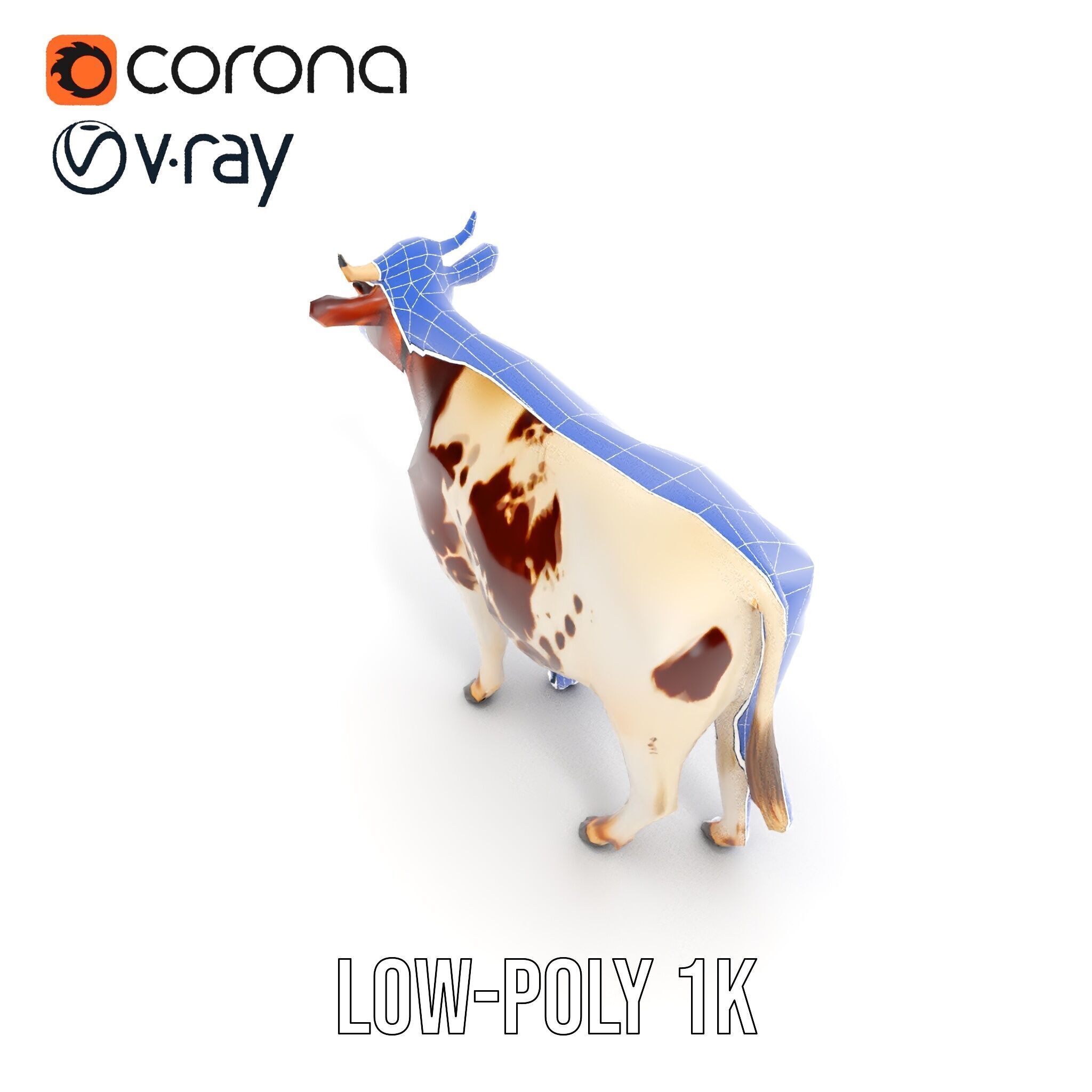 Spotted Dairy Cow D Model Pack Low-poly 3D model_33