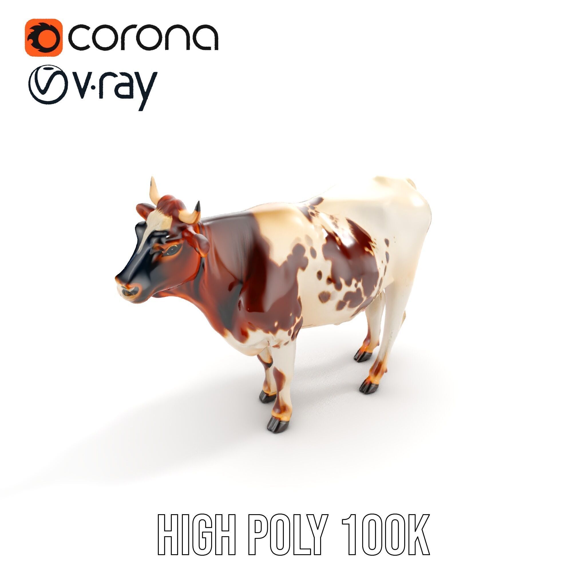 Spotted Dairy Cow D Model Pack Low-poly 3D model_26