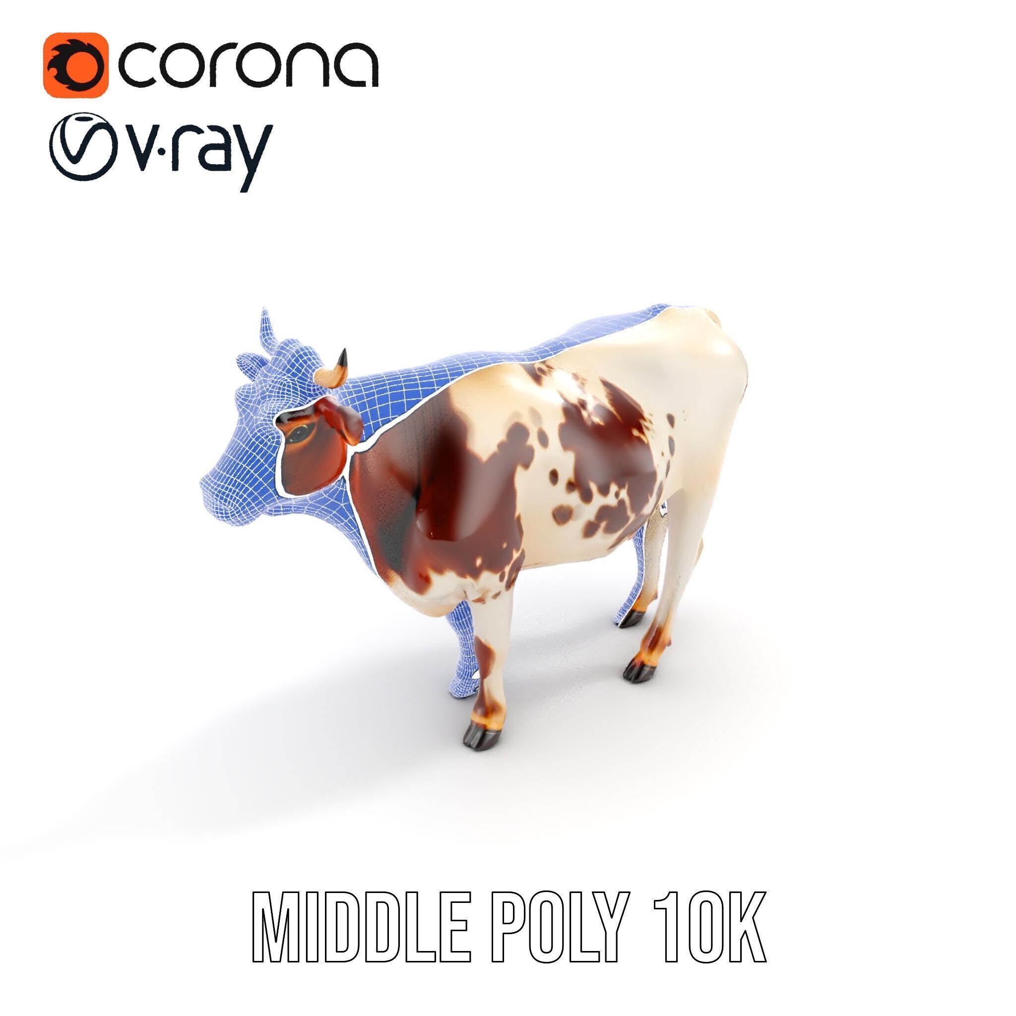 Spotted Dairy Cow D Model Pack Low-poly 3D model_16