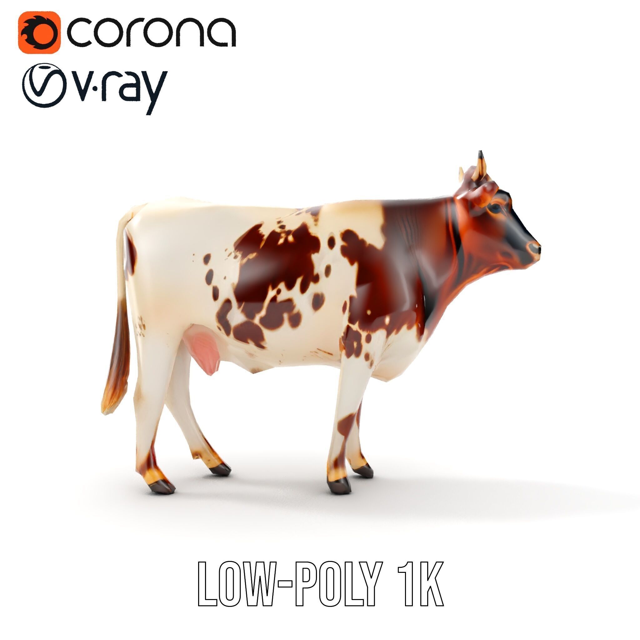 Spotted Dairy Cow D Model Pack Low-poly 3D model_25