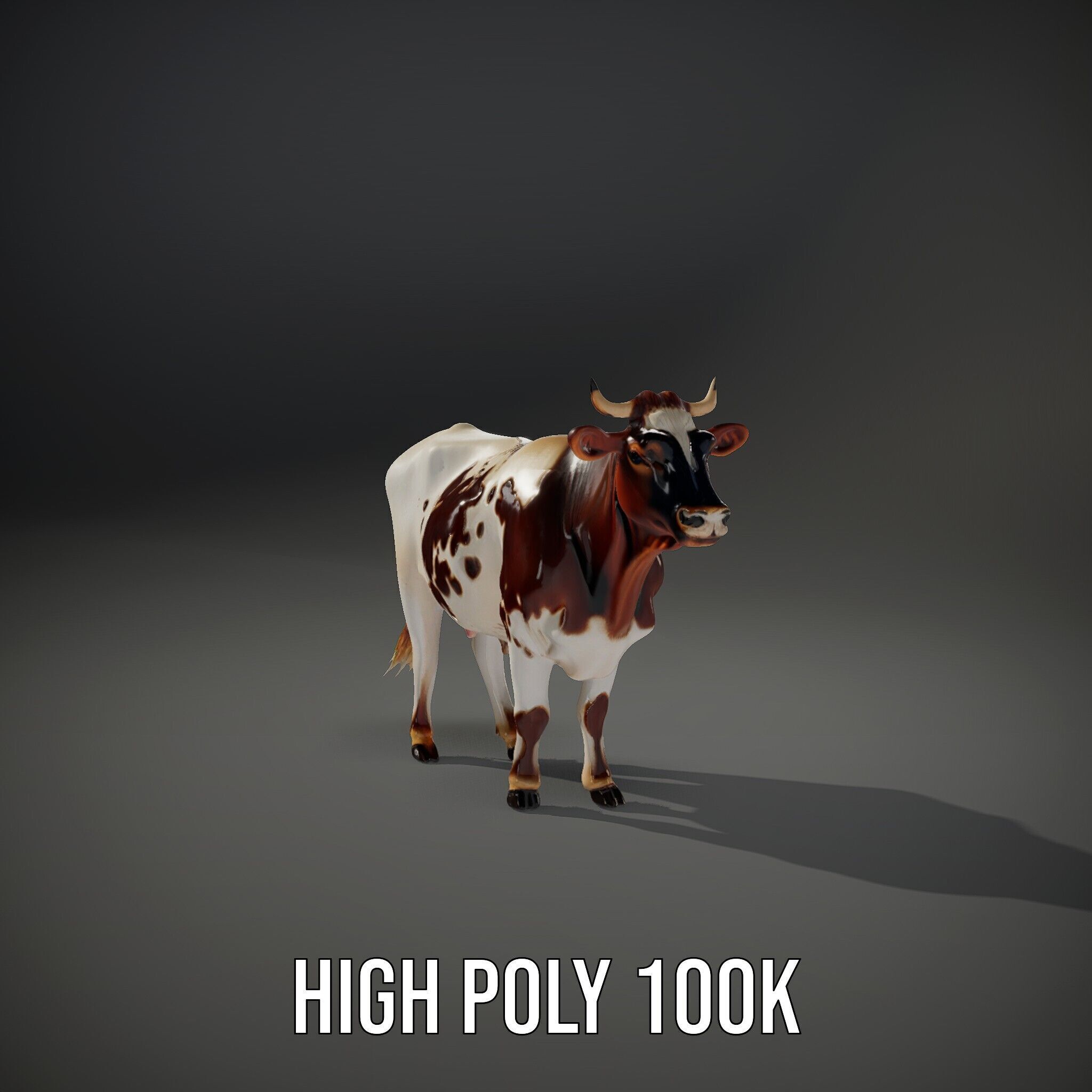 Spotted Dairy Cow D Model Pack Low-poly 3D model_9
