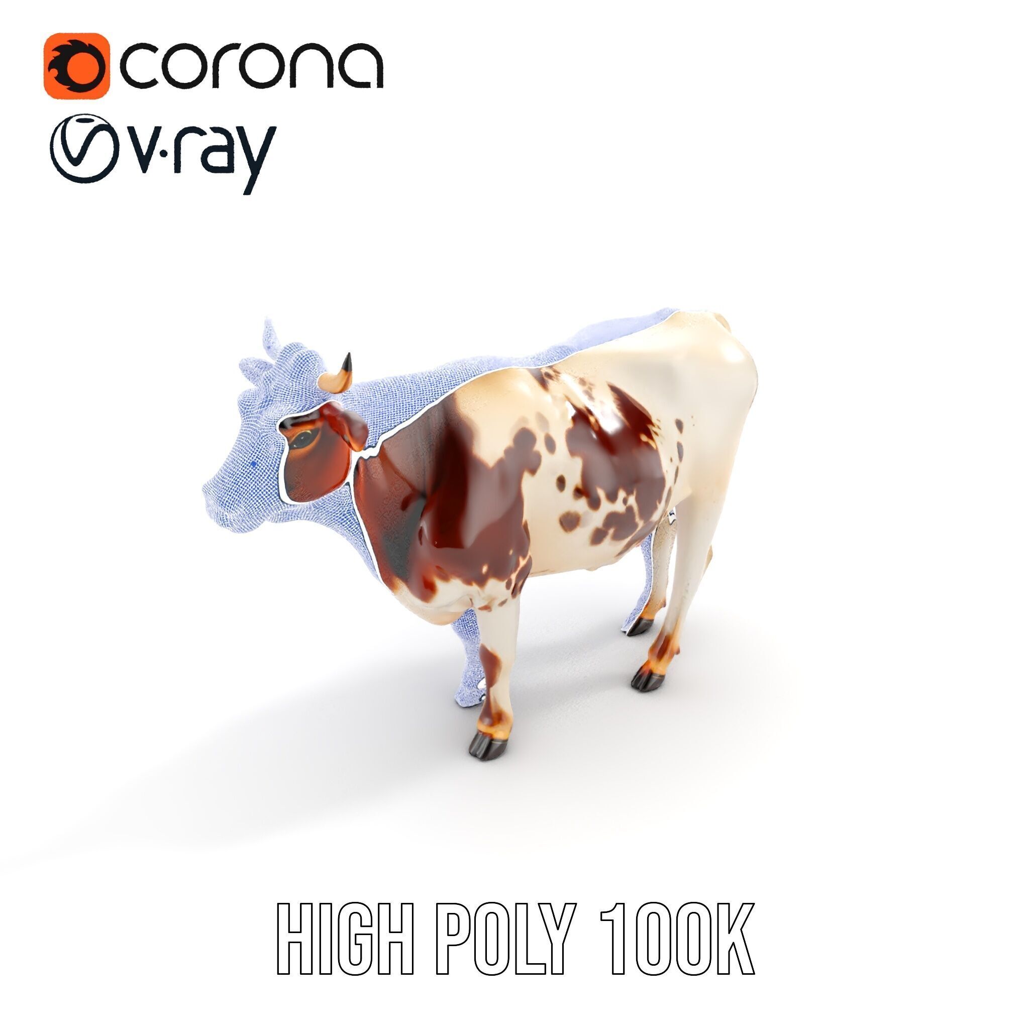 Spotted Dairy Cow D Model Pack Low-poly 3D model_37