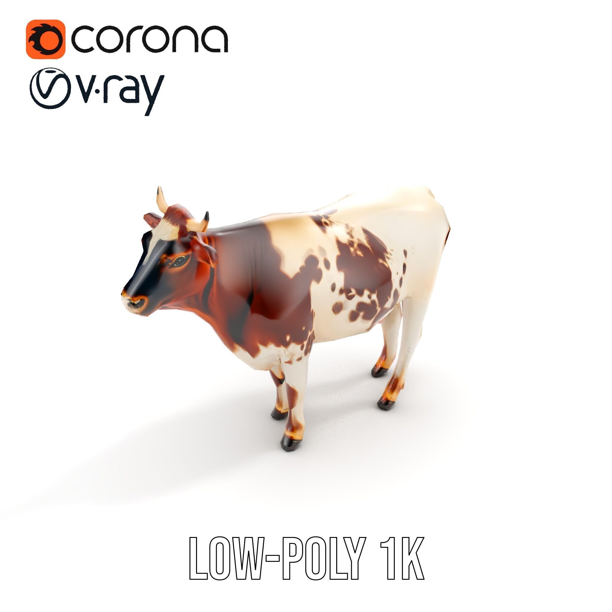 Spotted Dairy Cow D Model Pack Low-poly 3D model_11