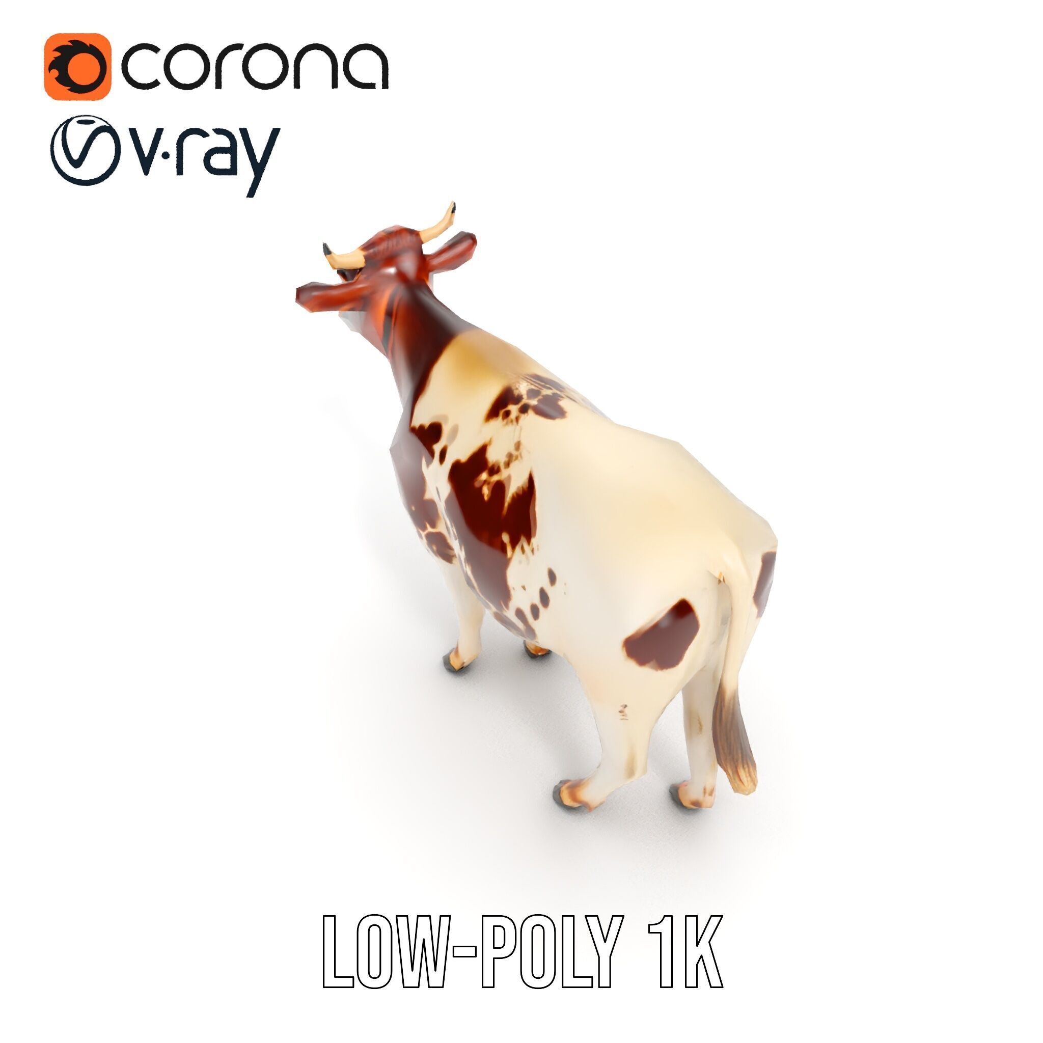 Spotted Dairy Cow D Model Pack Low-poly 3D model_17