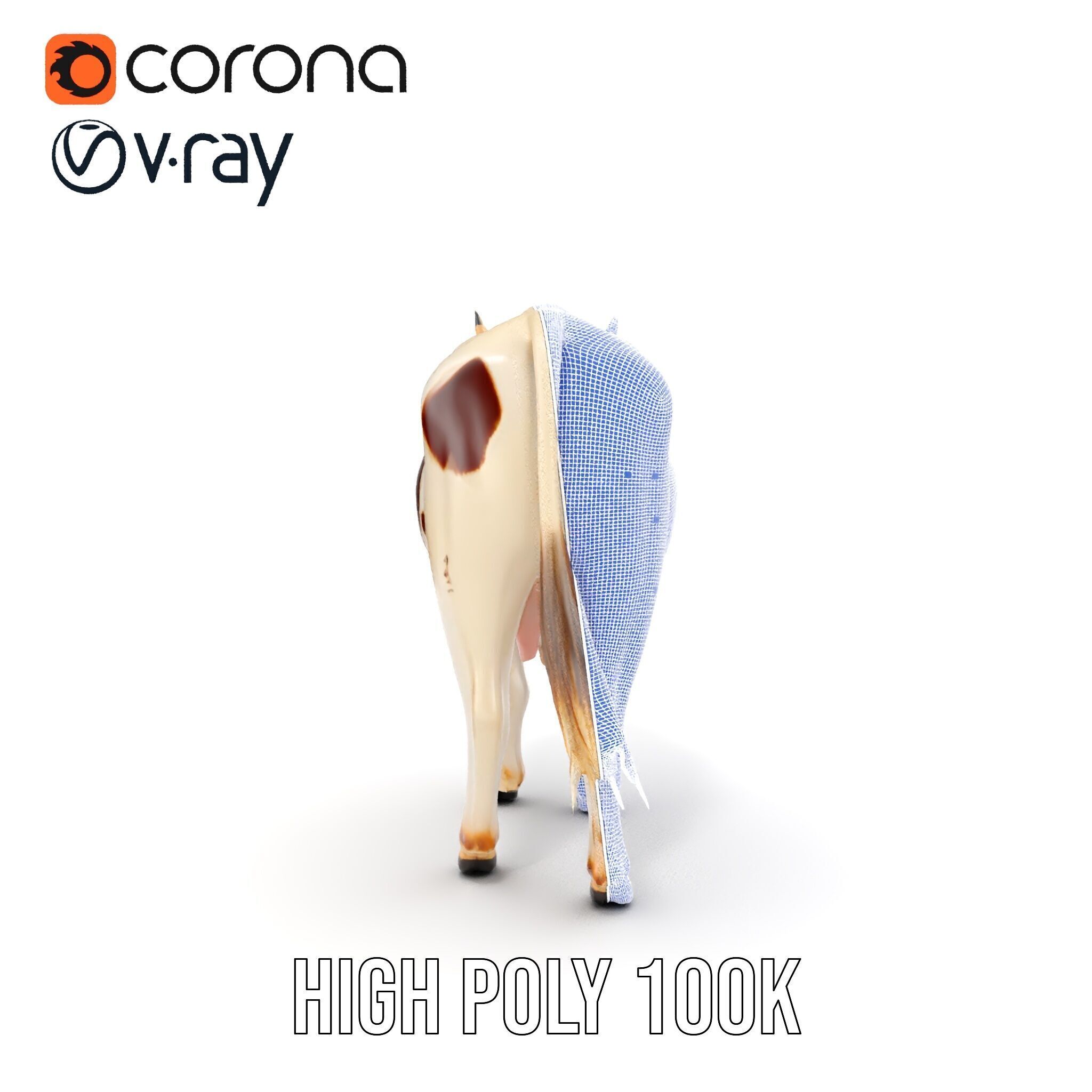 Spotted Dairy Cow D Model Pack Low-poly 3D model_38