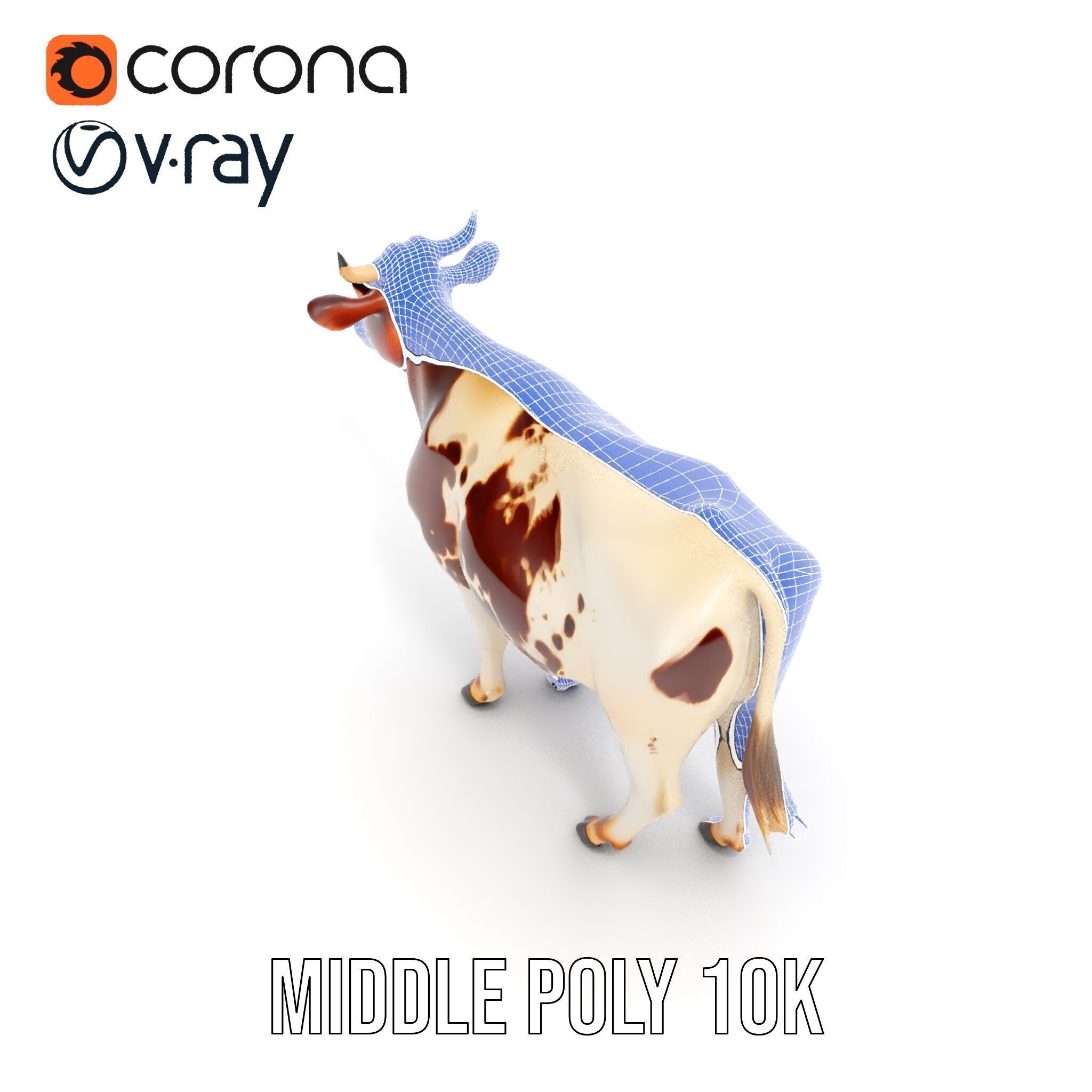 Spotted Dairy Cow D Model Pack Low-poly 3D model_7