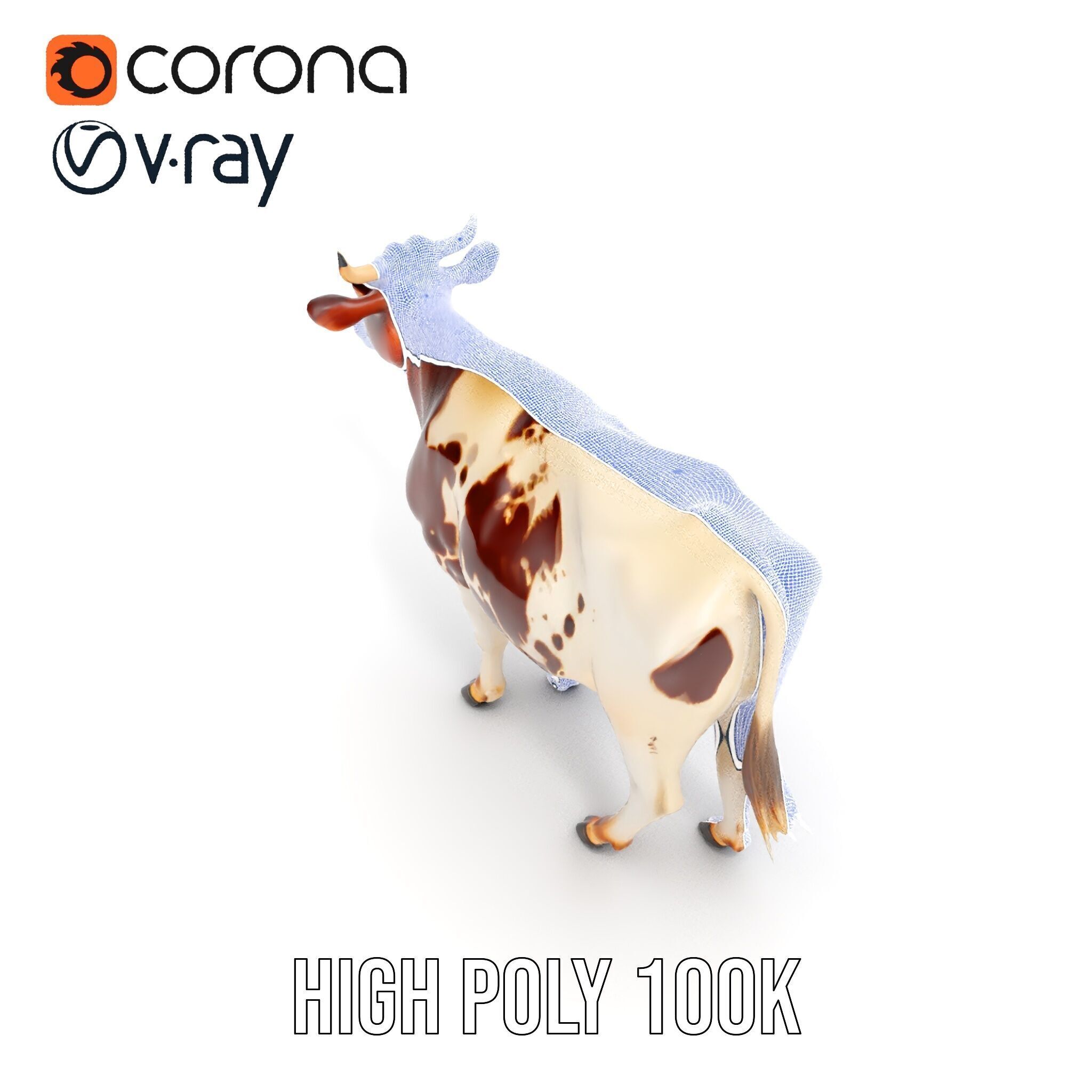 Spotted Dairy Cow D Model Pack Low-poly 3D model_31