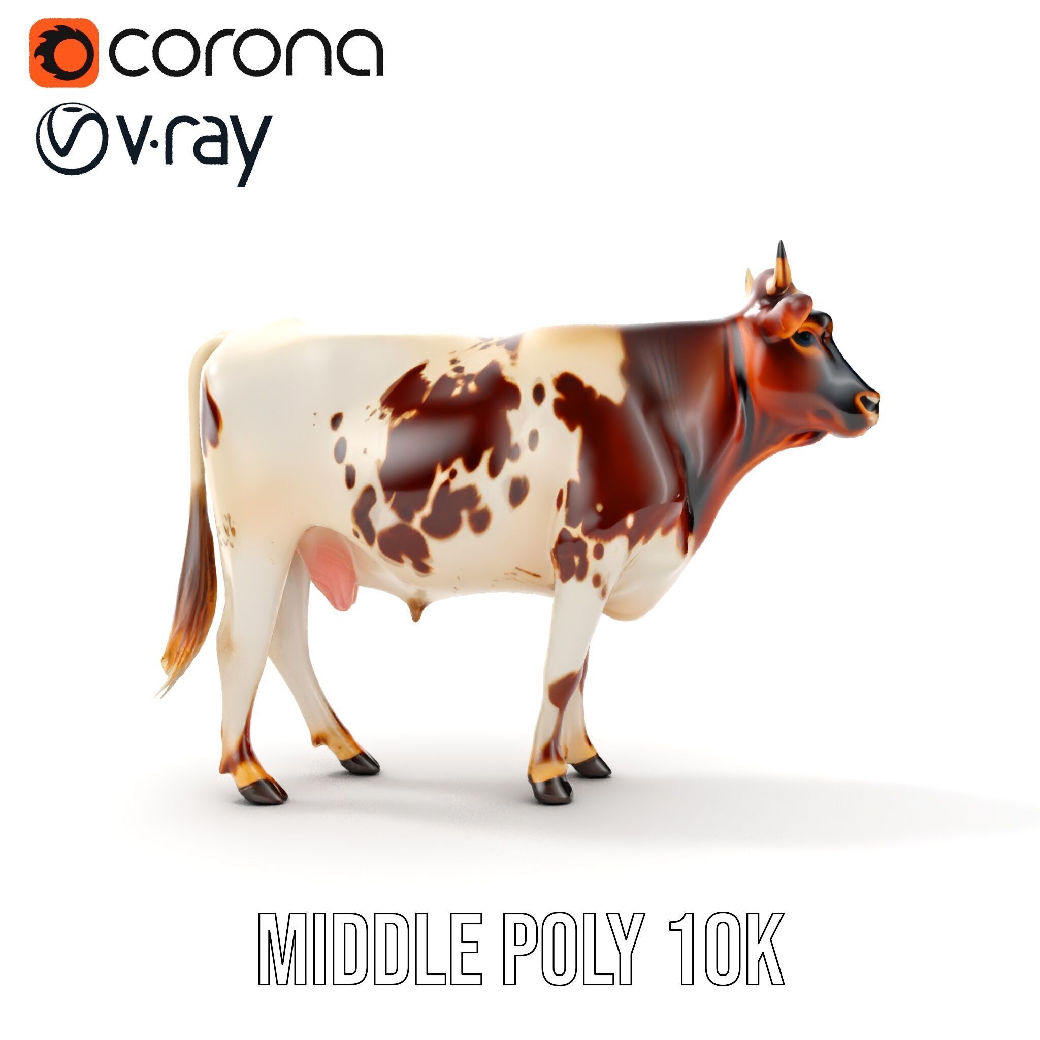 Spotted Dairy Cow D Model Pack Low-poly 3D model_10