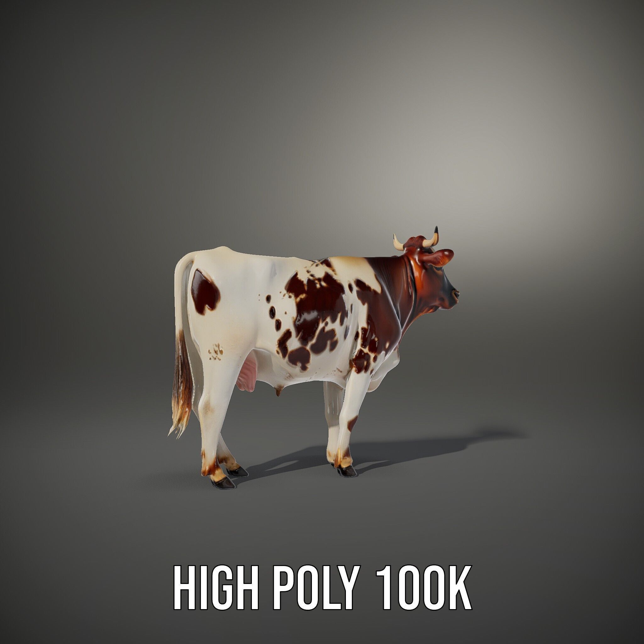 Spotted Dairy Cow D Model Pack Low-poly 3D model_15