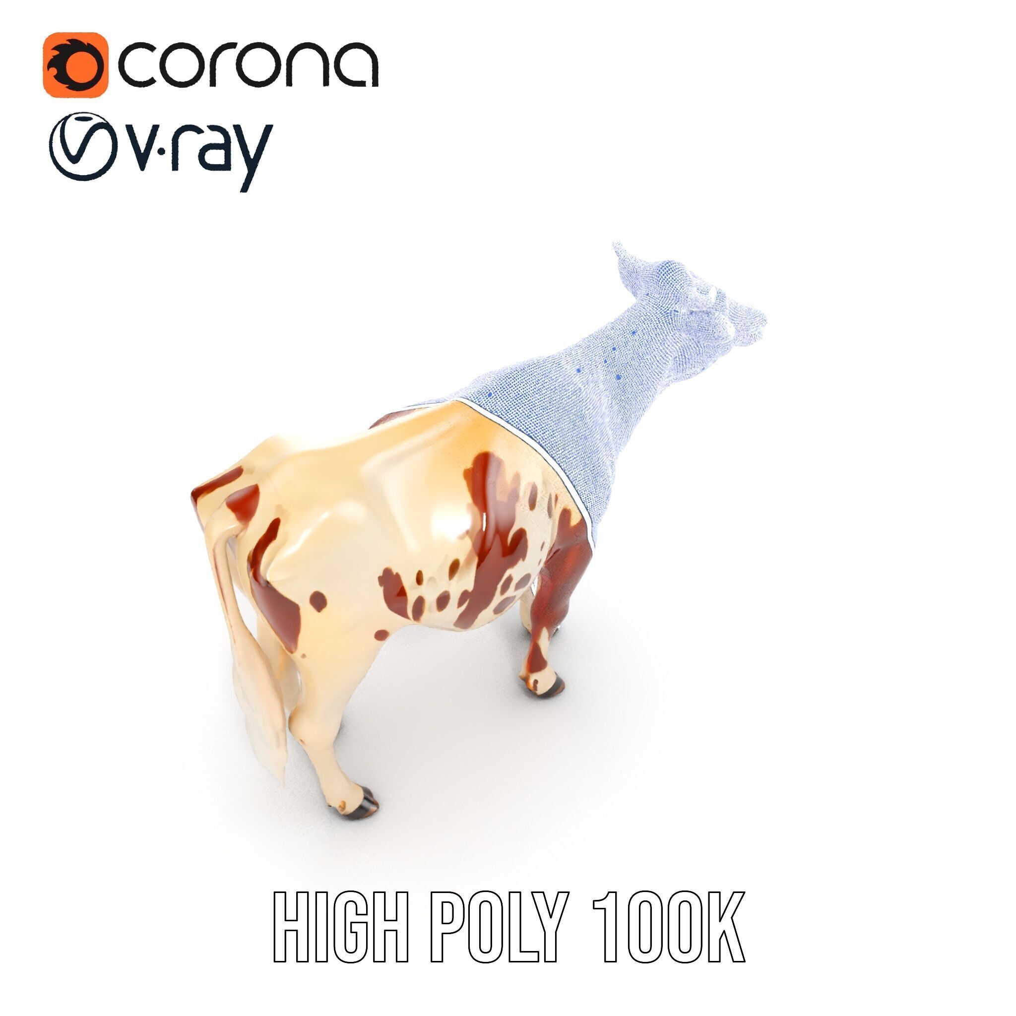 Detailed Cow Model Pack for Production Rendering Low-poly 3D model_38