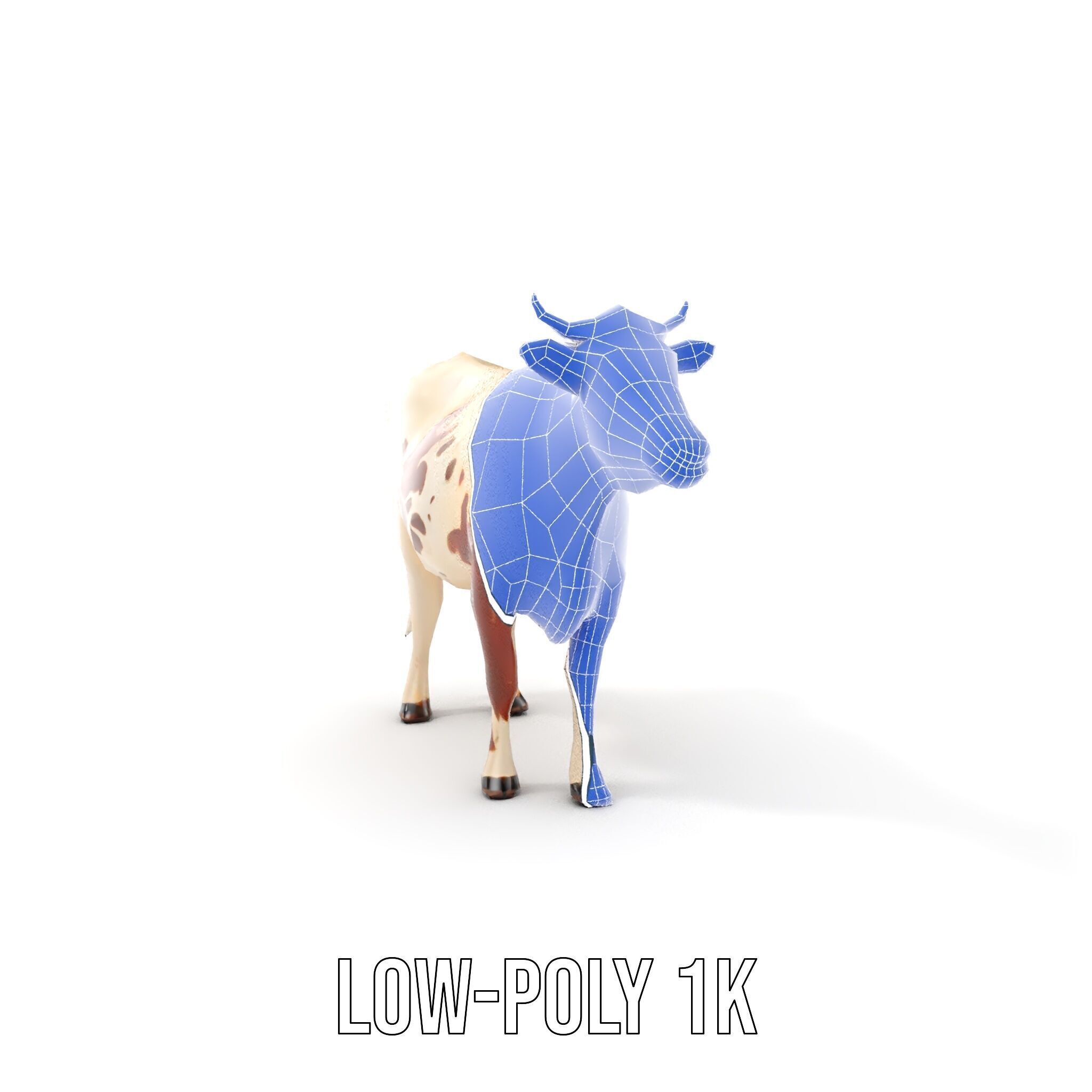Detailed Cow Model Pack for Production Rendering Low-poly 3D model_16