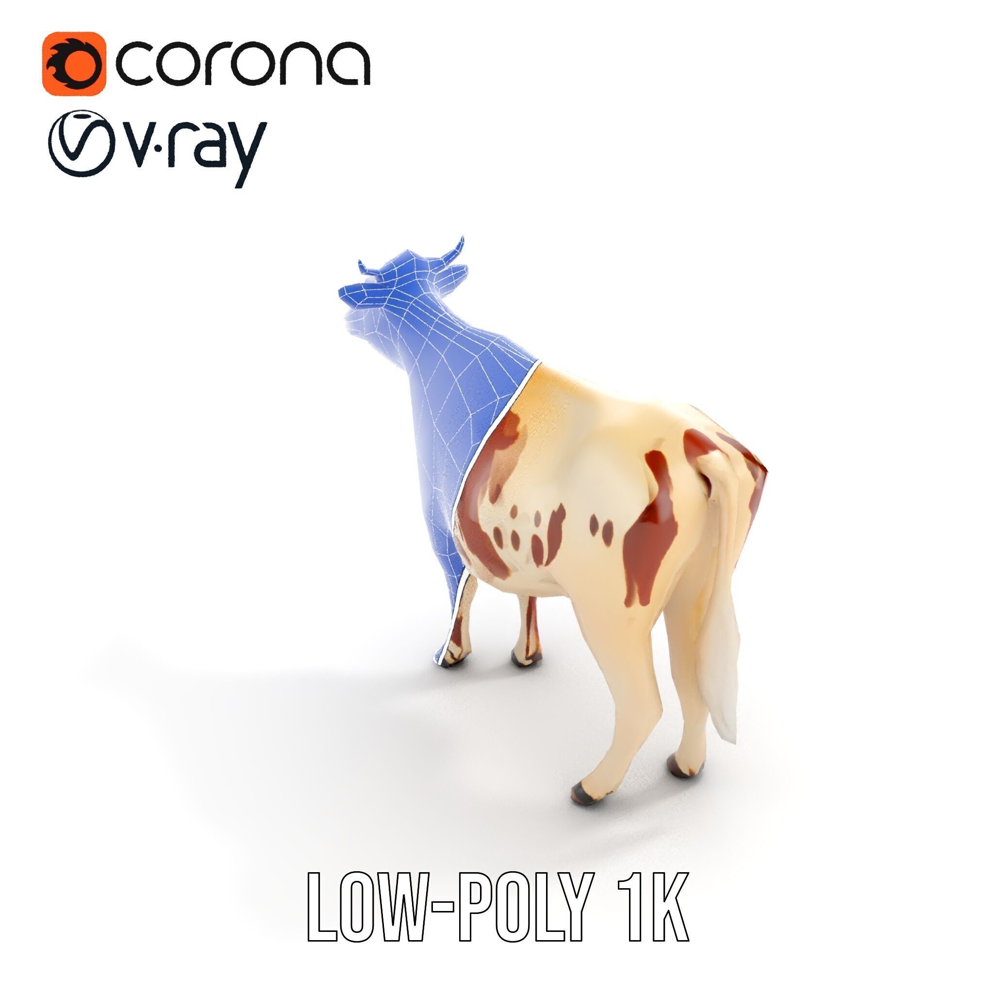 Detailed Cow Model Pack for Production Rendering Low-poly 3D model_31
