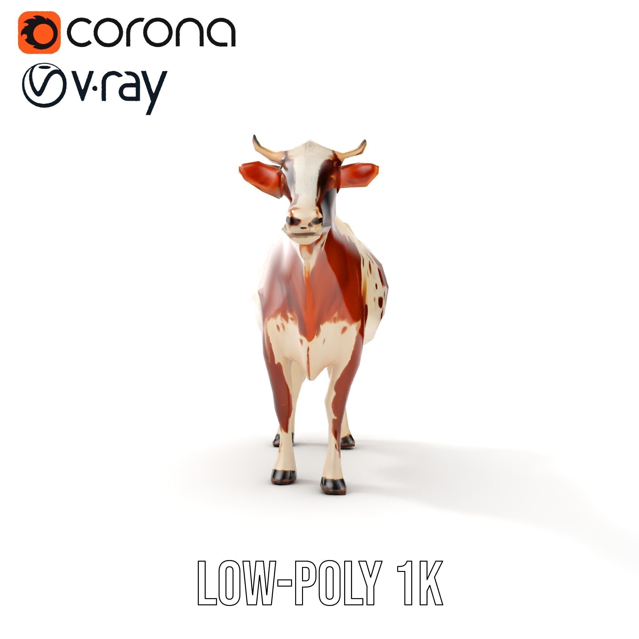 Detailed Cow Model Pack for Production Rendering Low-poly 3D model_13