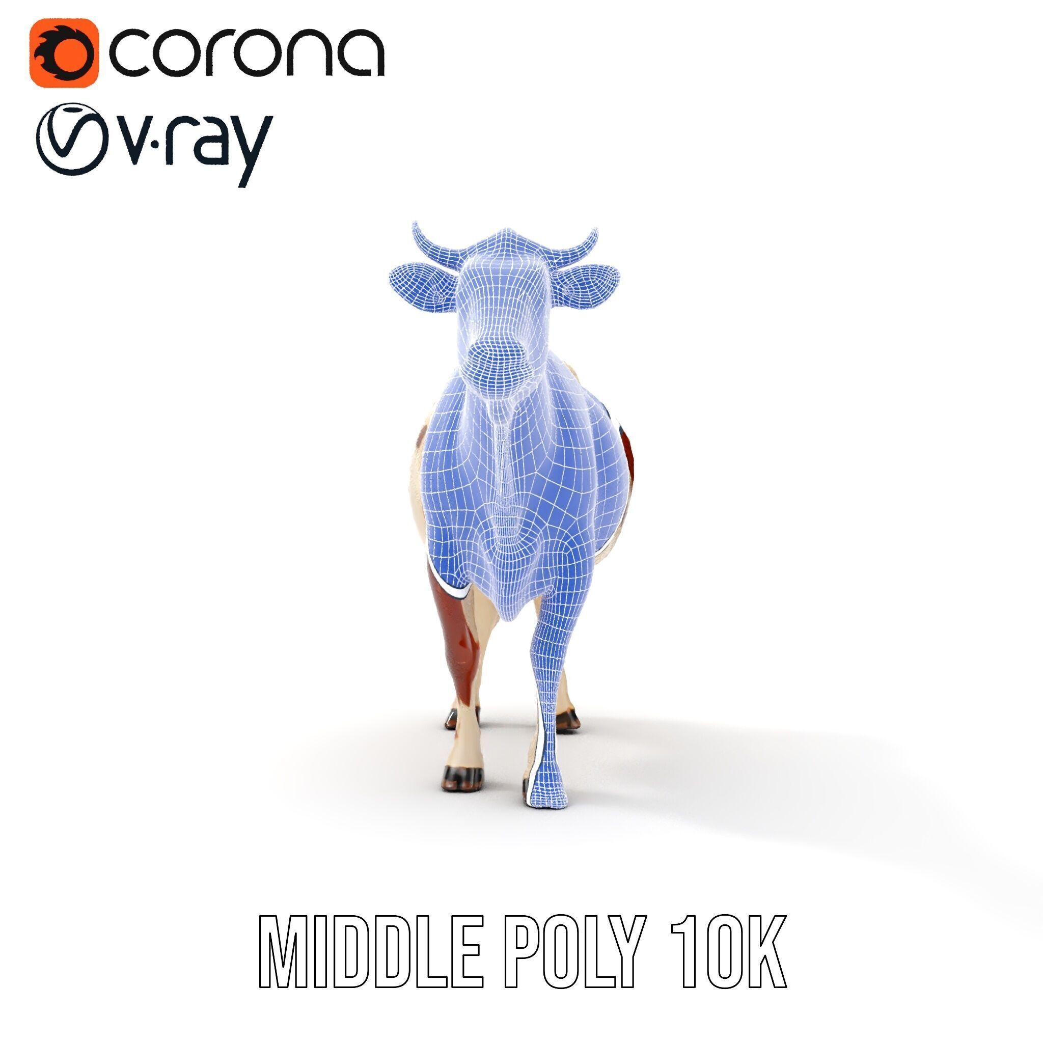 Detailed Cow Model Pack for Production Rendering Low-poly 3D model_30