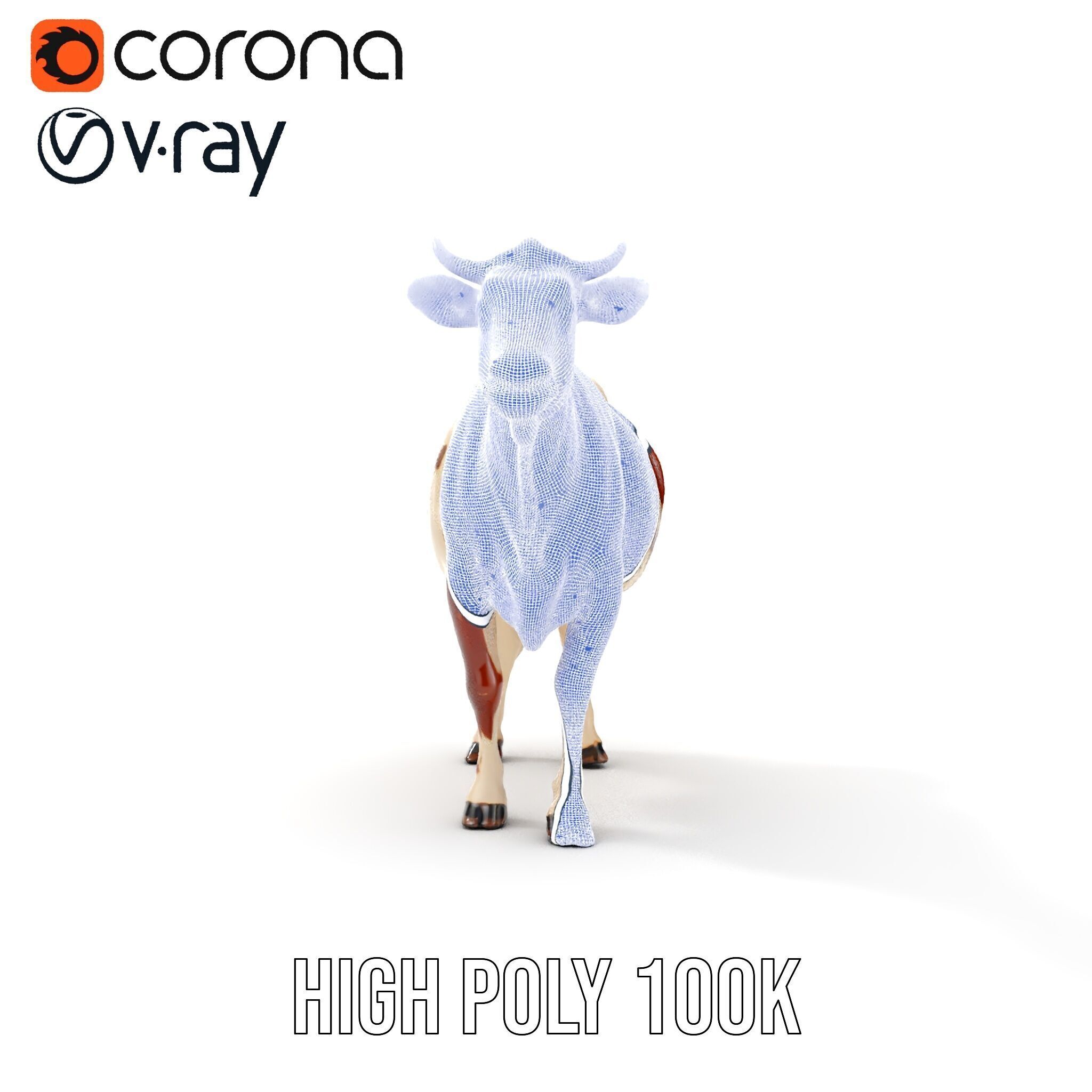 Detailed Cow Model Pack for Production Rendering Low-poly 3D model_37