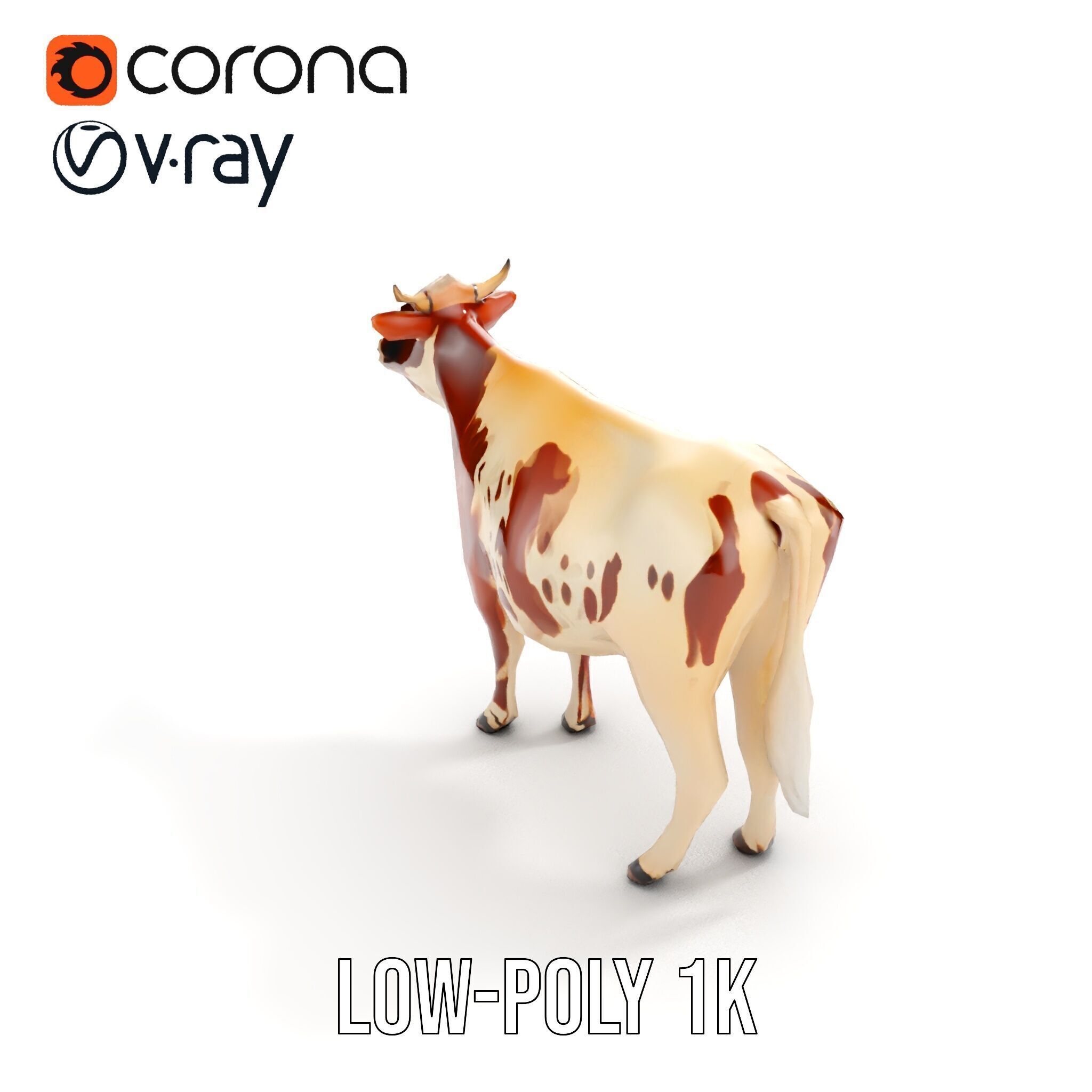 Detailed Cow Model Pack for Production Rendering Low-poly 3D model_10