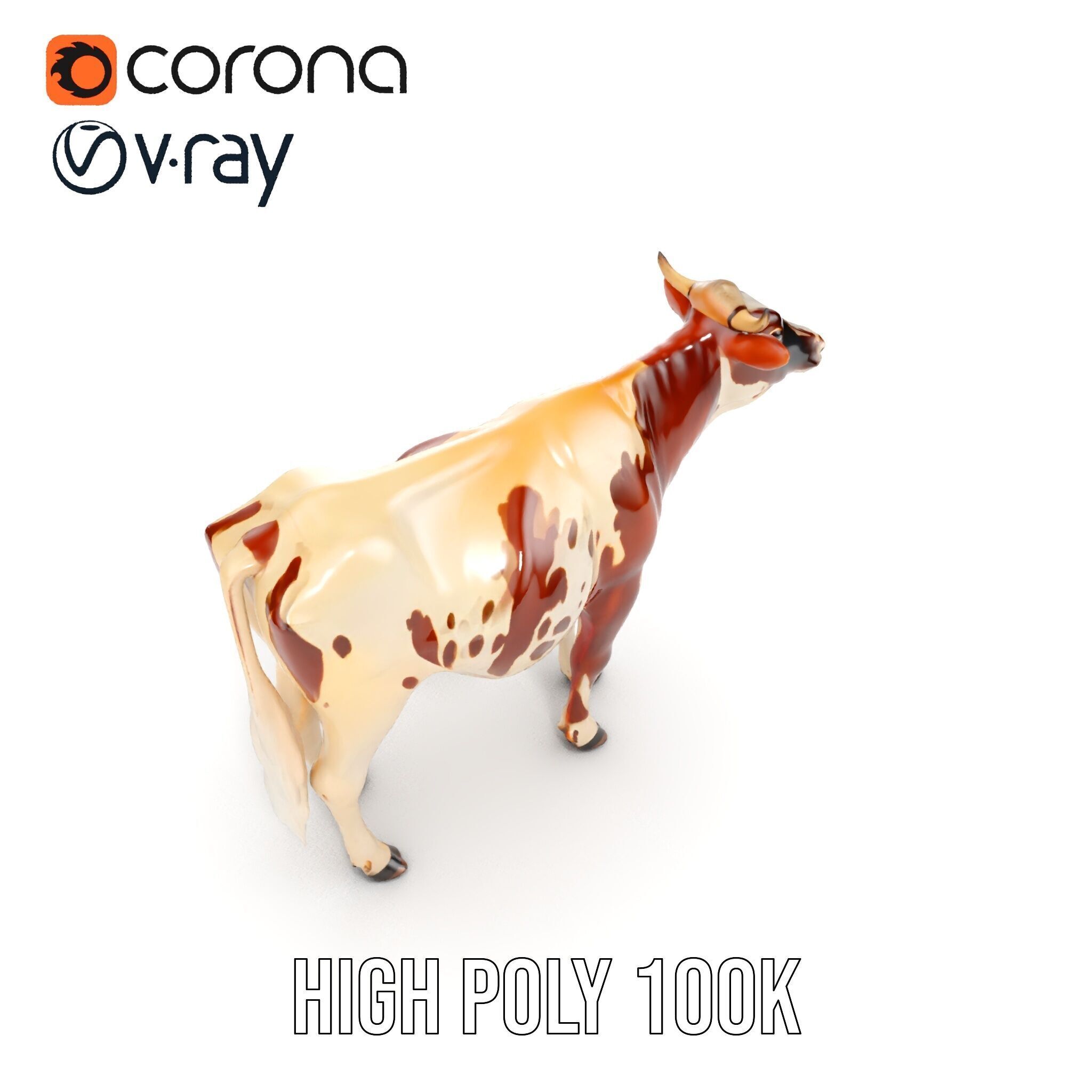 Detailed Cow Model Pack for Production Rendering Low-poly 3D model_24