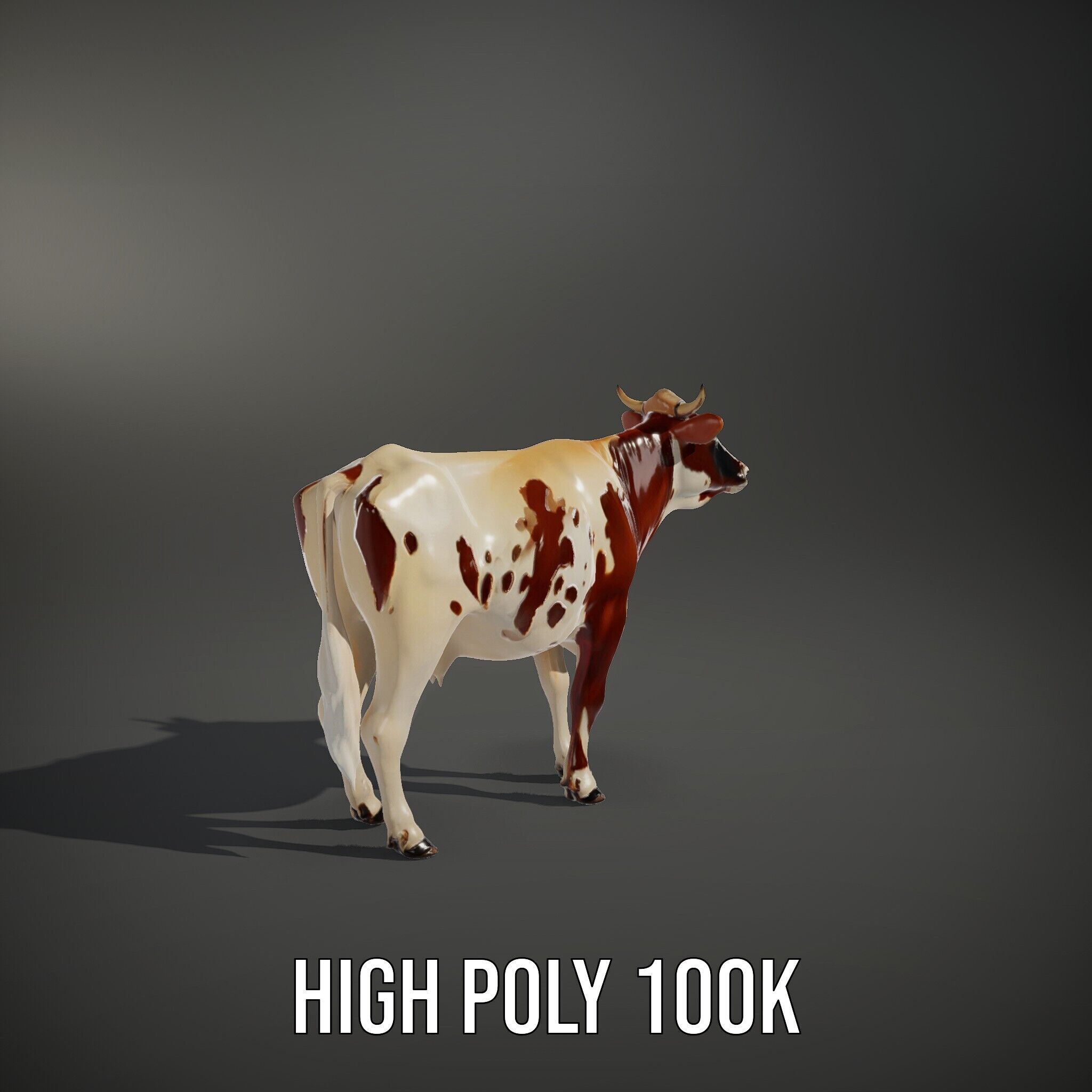 Detailed Cow Model Pack for Production Rendering Low-poly 3D model_8