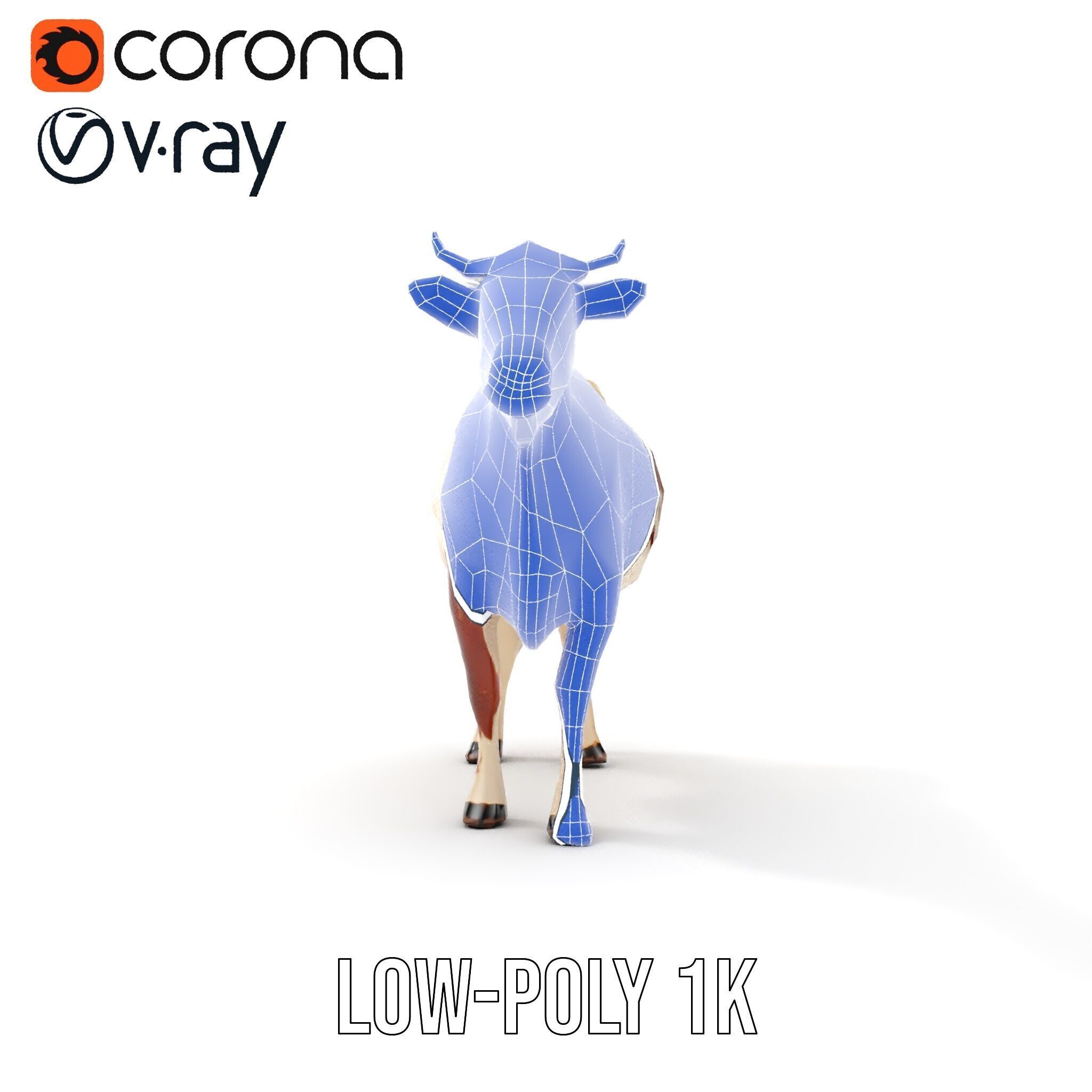 Detailed Cow Model Pack for Production Rendering Low-poly 3D model_26