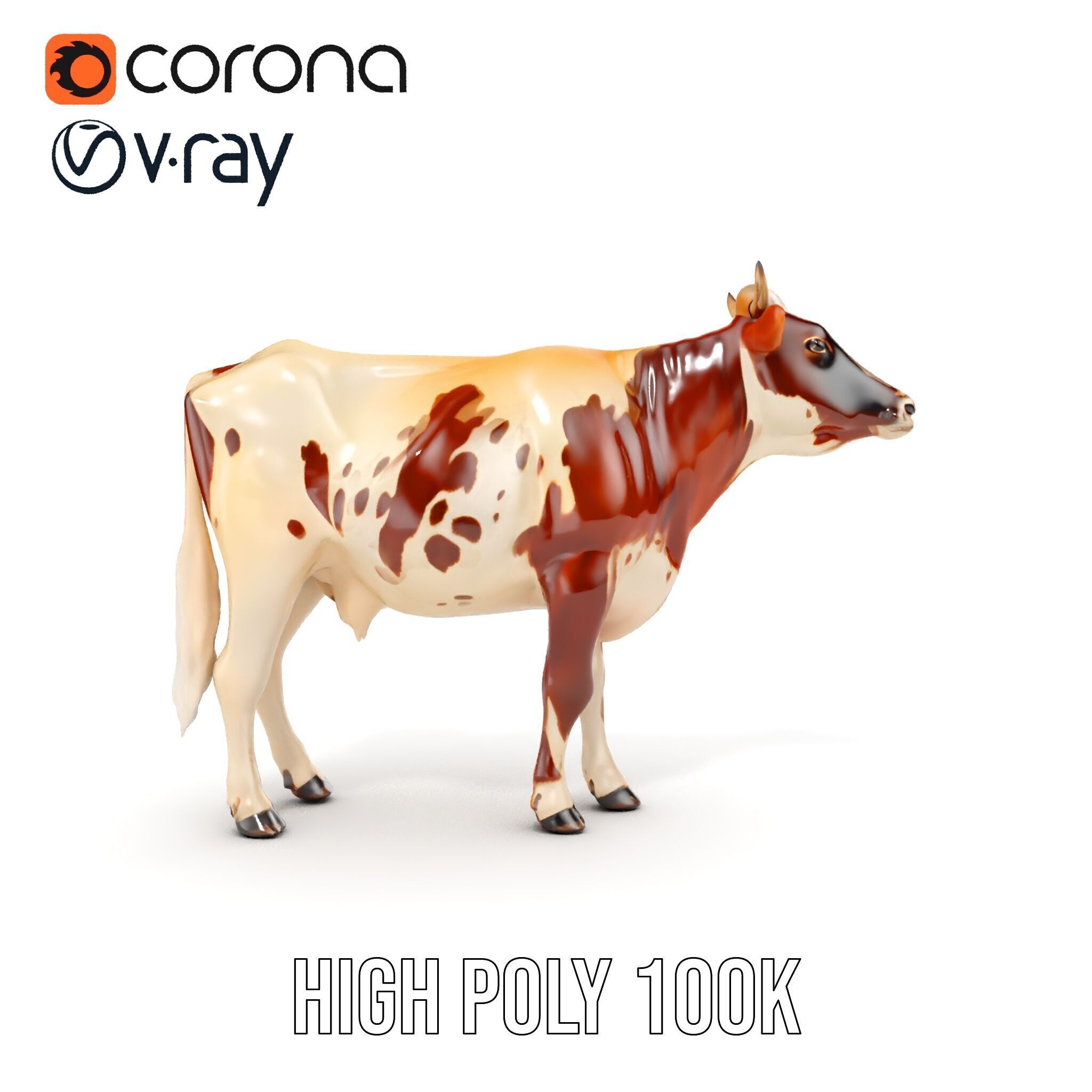 Detailed Cow Model Pack for Production Rendering Low-poly 3D model_32