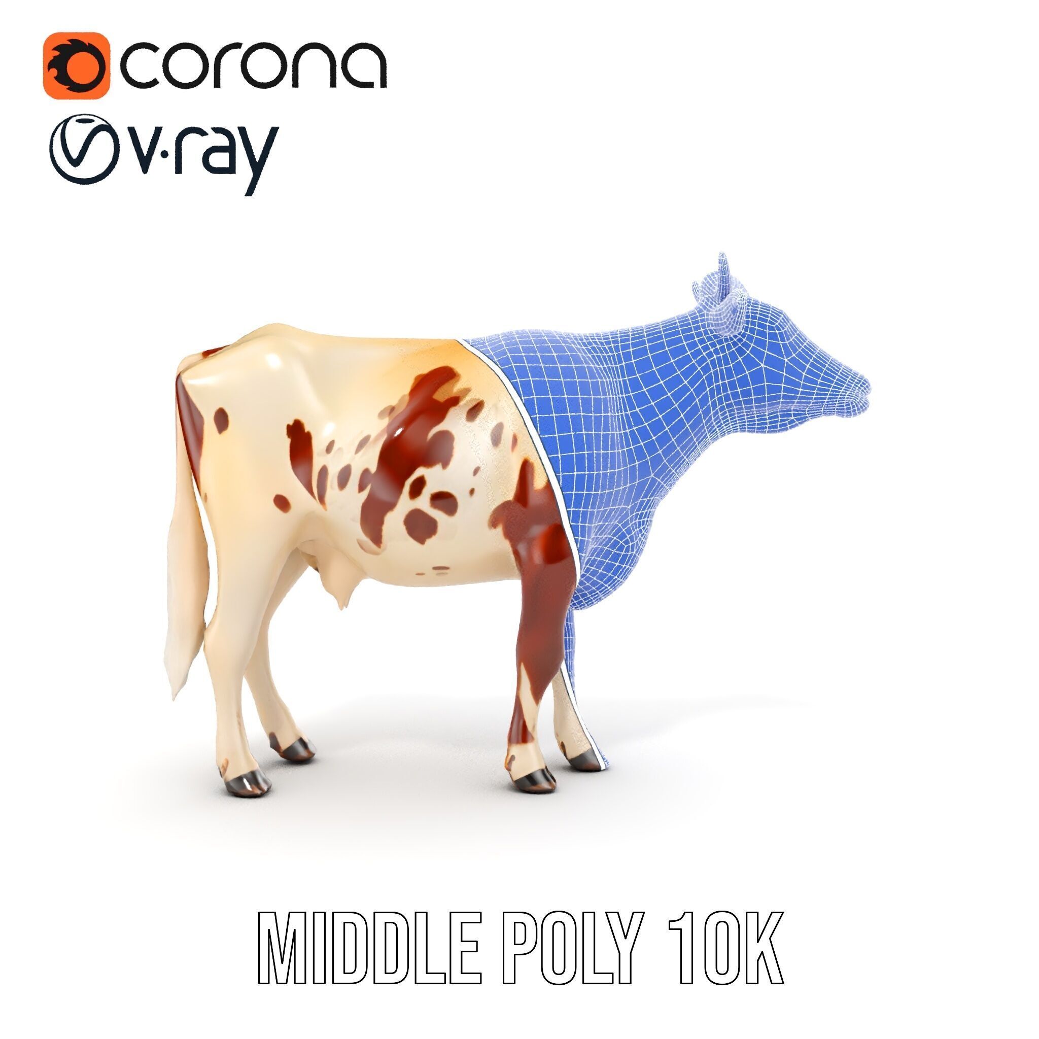 Detailed Cow Model Pack for Production Rendering Low-poly 3D model_27