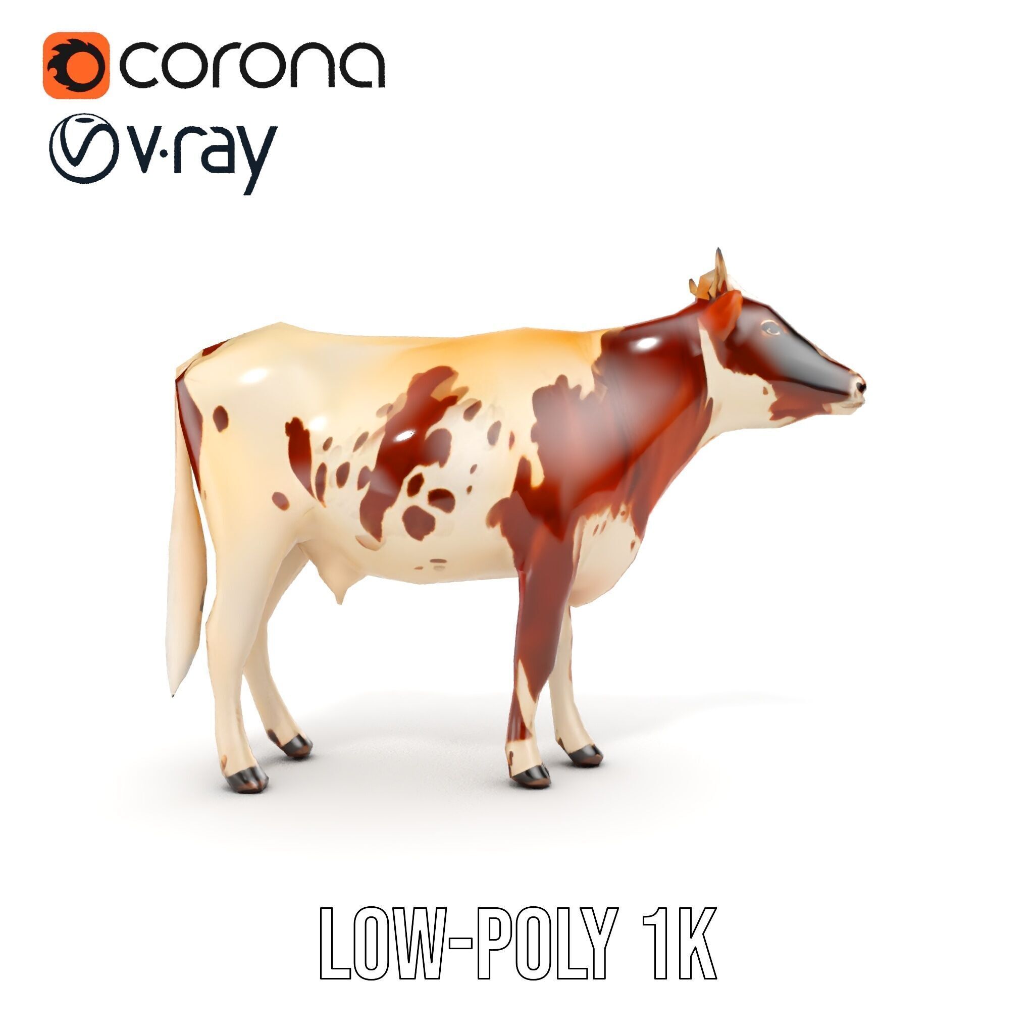 Detailed Cow Model Pack for Production Rendering Low-poly 3D model_18
