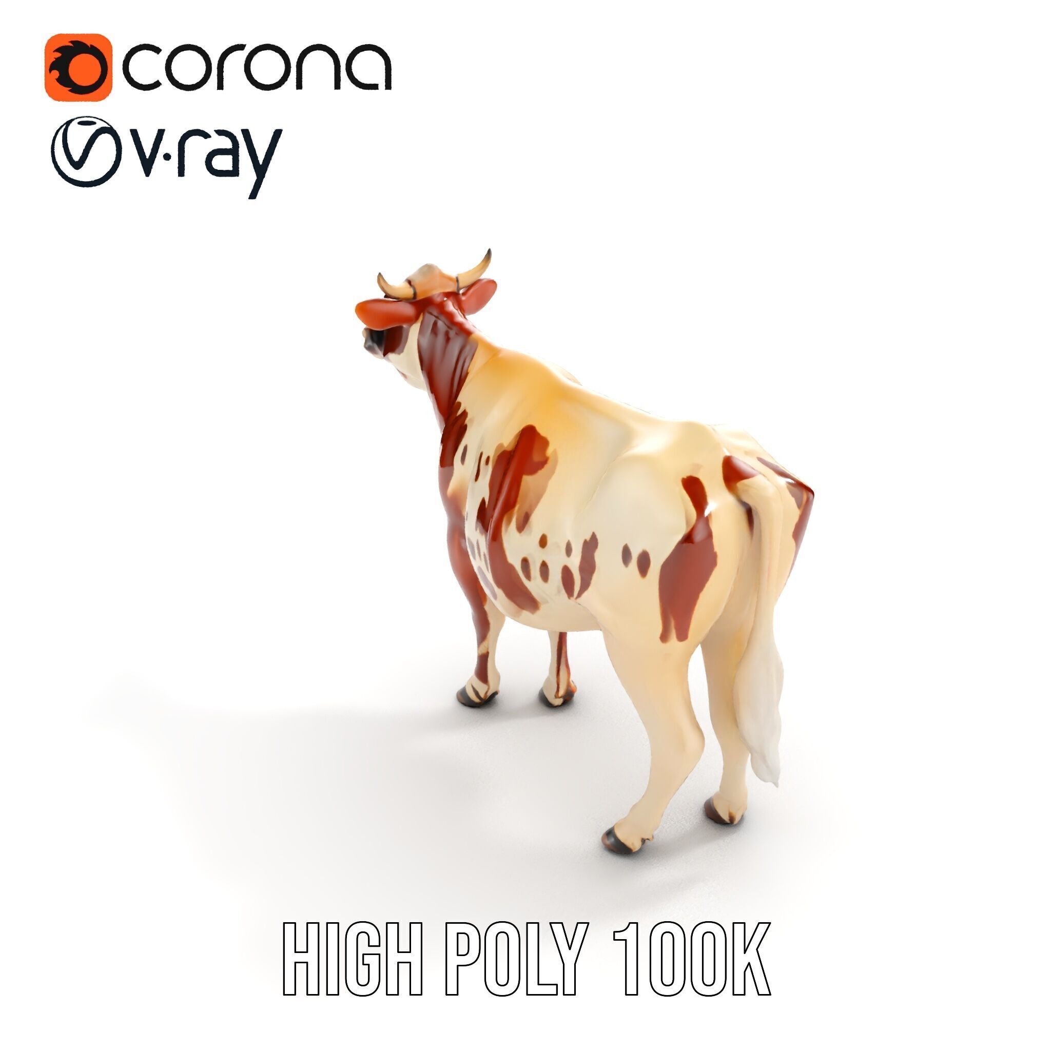 Detailed Cow Model Pack for Production Rendering Low-poly 3D model_29